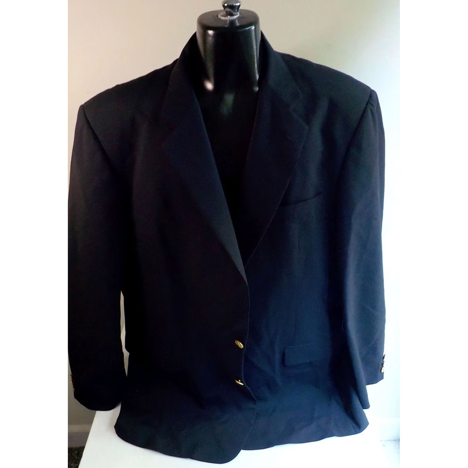 Vintage Bobby Jones Blazer 48L Navy 2 Gold Button Wool USA Mens Size 48R - 2 Thumbnail