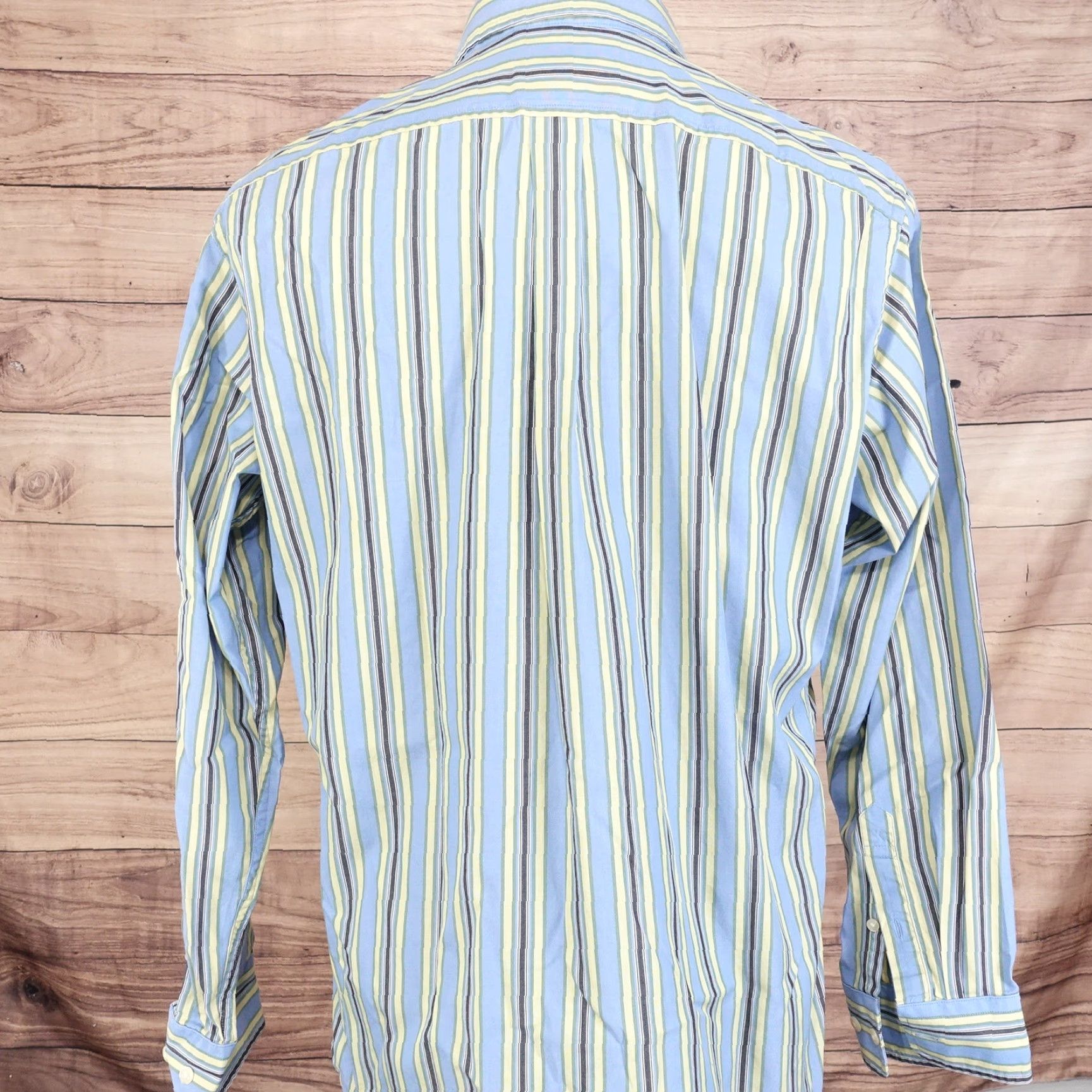 Gap GAP Shirt Mens M Classic Fit Blue Yellow Striped Button-Down, Cotton, Long Sleeve, Casual Business, 90s-Inspired? Size US M / EU 48-50 / 2 - 4 Thumbnail