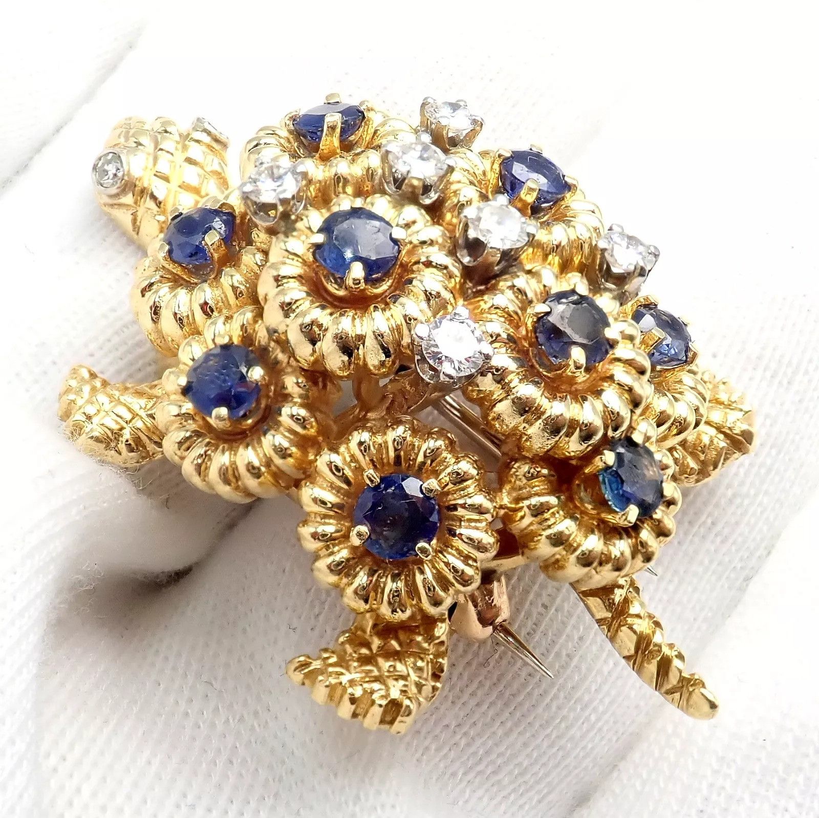 Tiffany & Co. Tiffany & Co. 18k Yellow Gold Diamond Sapphire Pin Brooch Size ONE SIZE - 5 Thumbnail