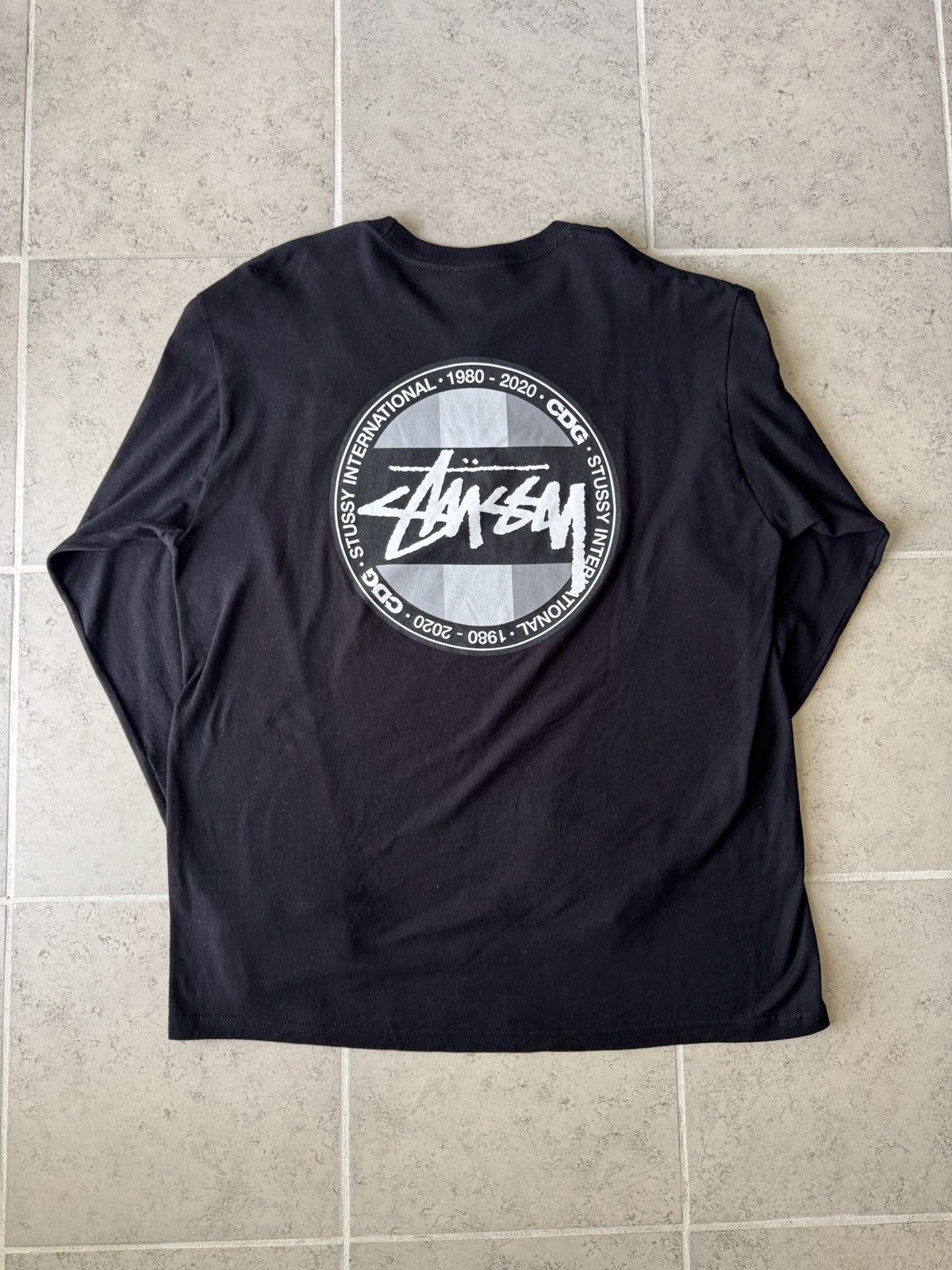 STUSSY× CDG Logo Long Sleeve T-Shirt XL Stussy x CDG Dot LS Long Sleeve Black - Official Store