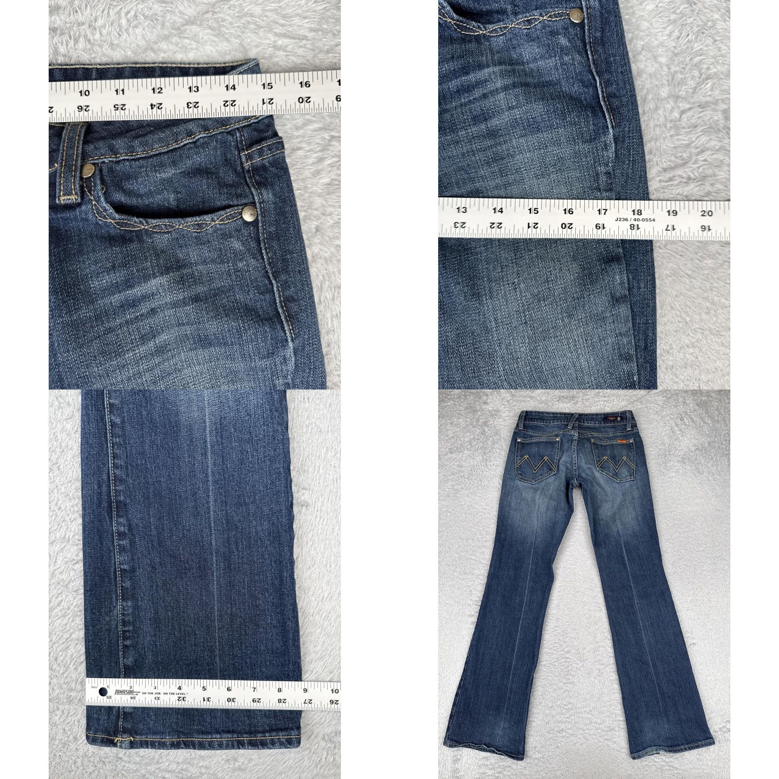 Vintage VIGOSS Jeans Bootcut Junior 7/8 Blue Medium Wash Low Rise Stretch Denim 29x32 Womens Size 28" / US 6 / IT 42 - 9 Thumbnail