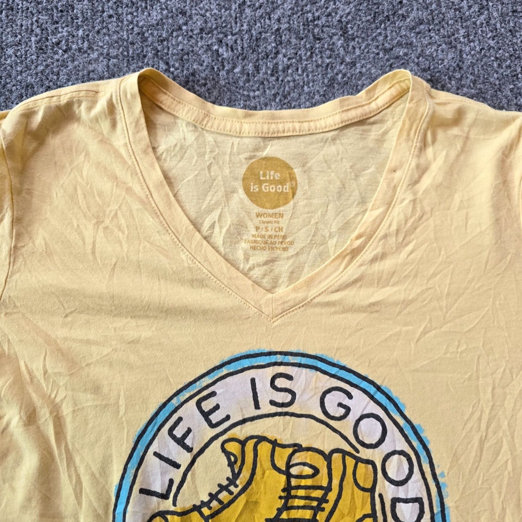 Life is Good Life is Good Top Womens Size Small Yellow Hiking Outdoors Short Sleeve Casual Shirt Size S / US 4 / IT 40 - 2 Thumbnail