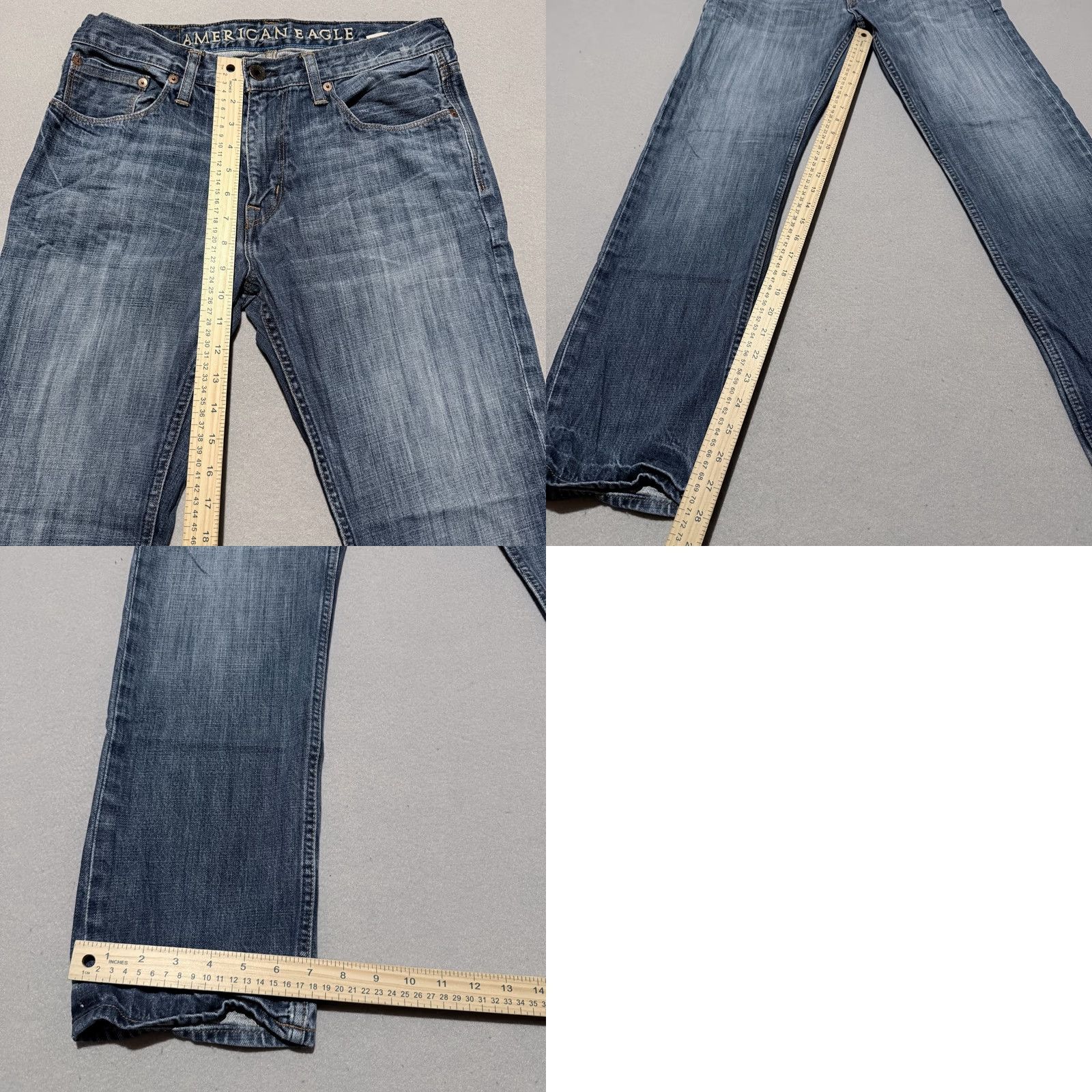 American Eagle Outfitters American Eagle Jeans Men Blue Slim Straight 32x30 Distressed Medium Wash Denim 5-Pocket Metrics Size US 32 / EU 48 - 9 Thumbnail