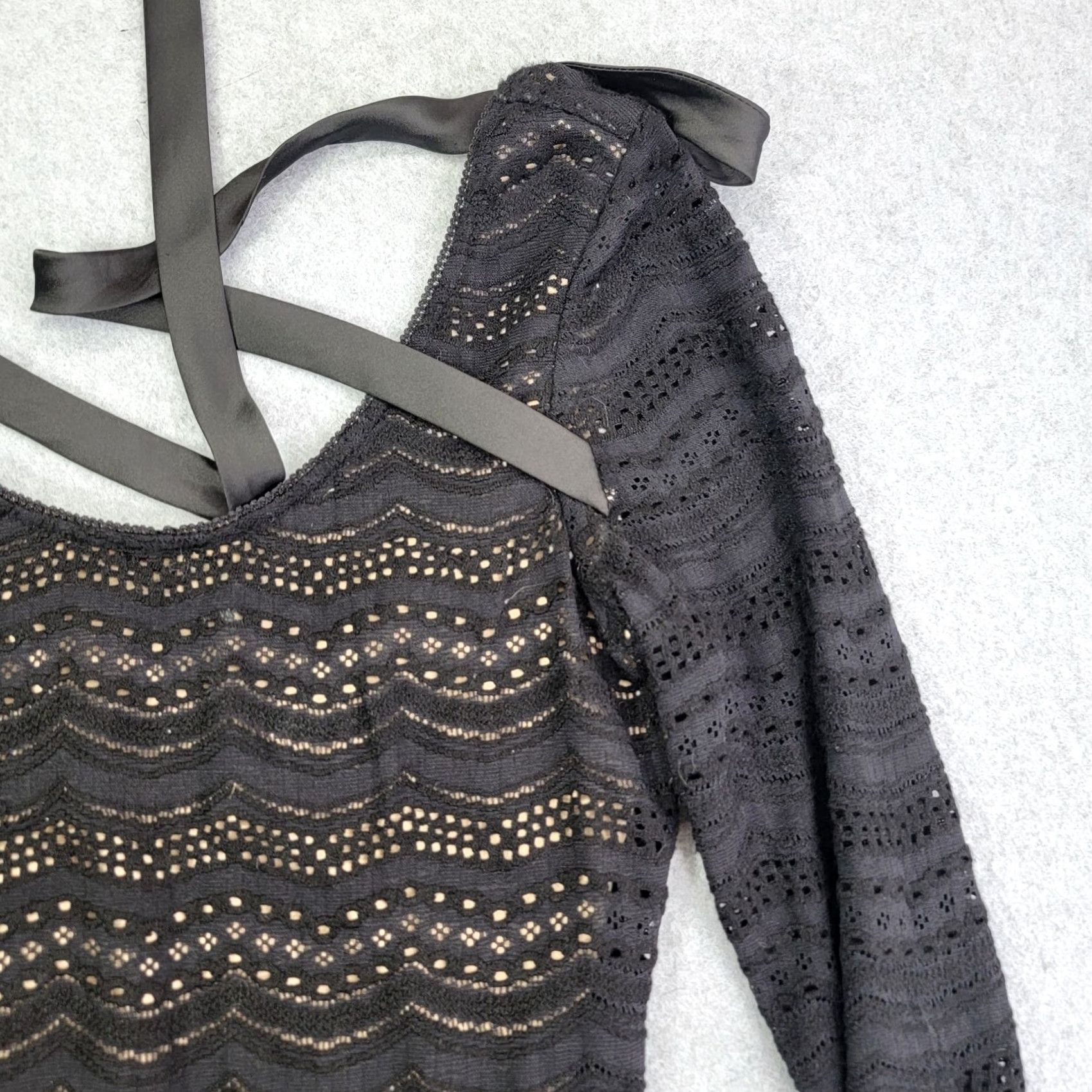 Vintage VINTAGE Denim & Supply Ralph Lauren Women’s Dress Black Lace Knit Scoop Back xs Dress Size M / US 6-8 / IT 42-44 - 2 Thumbnail