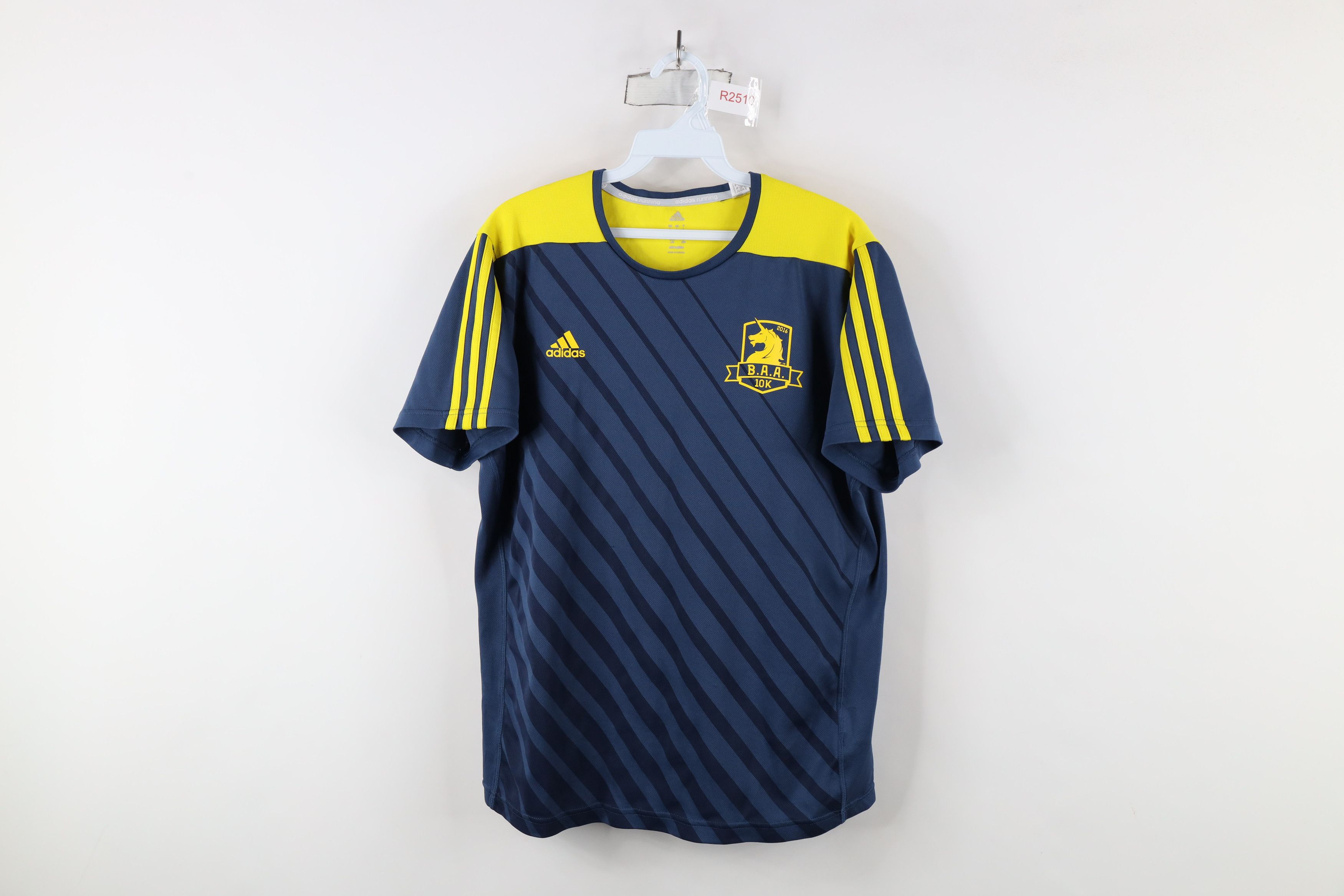 Adidas × Vintage Adidas Boston Marathon Striped Short Sleeve Running T-Shirt Size L / US 10 / IT 46 - 1 Thumbnail