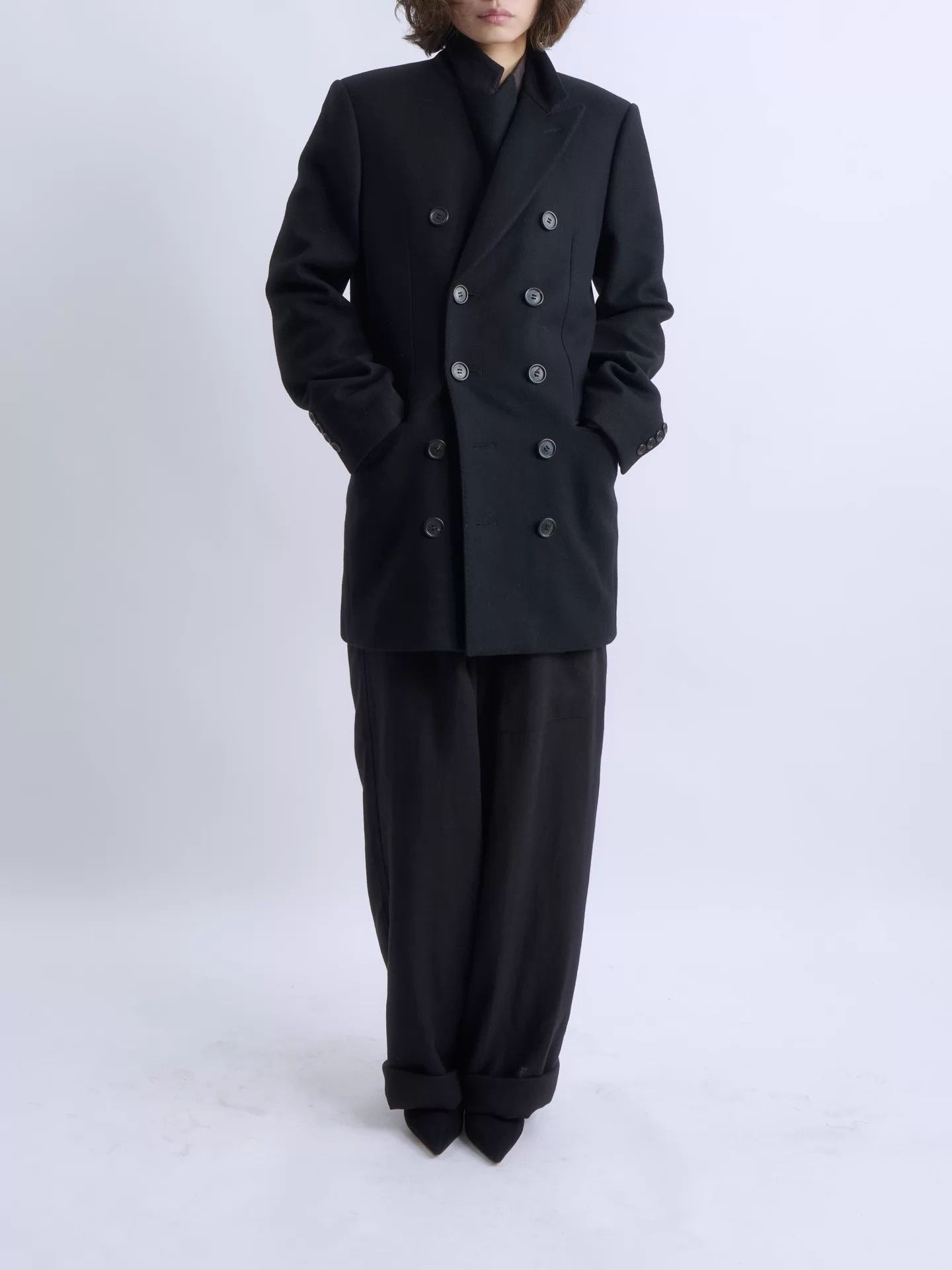 Dior DIOR HOMME 2006AW Double-Breasted Black Long Suit Size 46R - 2 Thumbnail