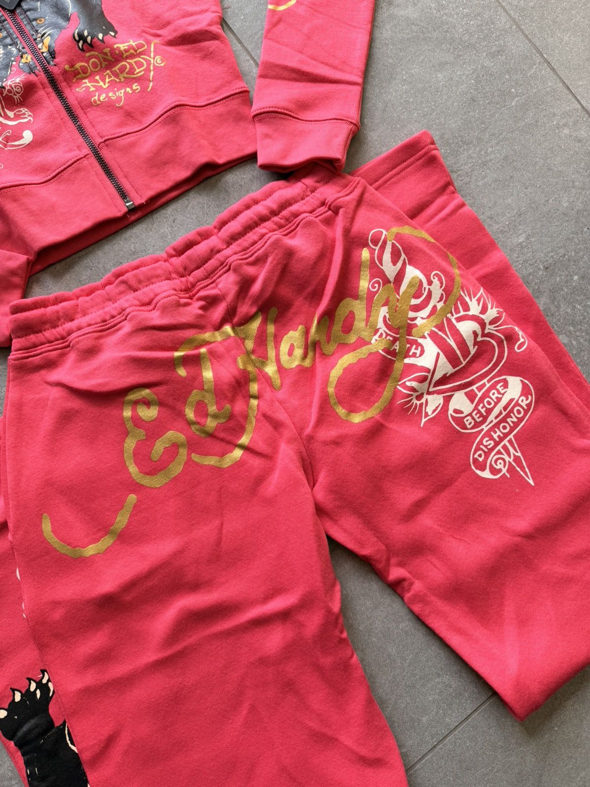 Ed Hardy Ed hardy pop pink tracksuit swag low rise flare hoodie Size 24" / US 00 / IT 34 - 3 Thumbnail