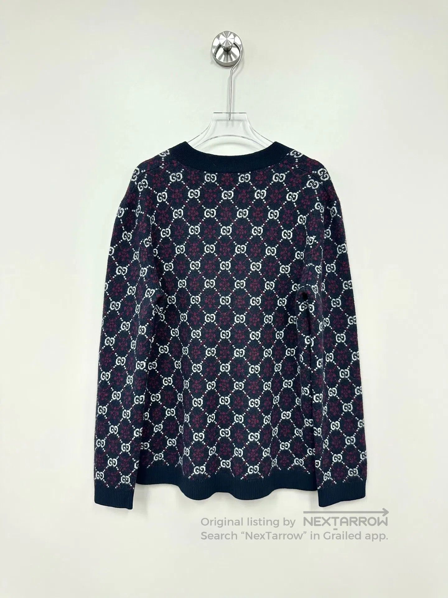 Gucci Guicci Burgundy Classic Monogram Full Print Logo Knit Card Size US XS / EU 42 / 0 - 2 Thumbnail