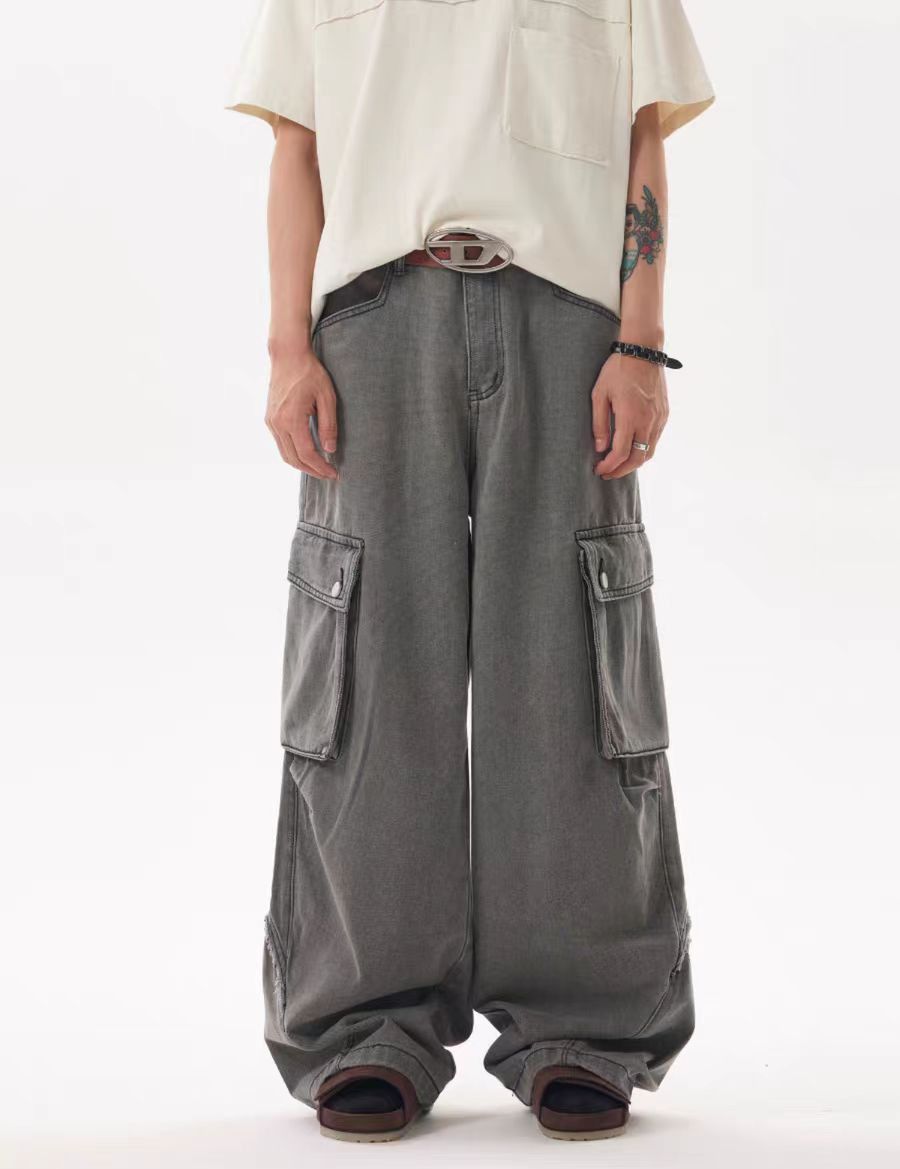 Japanese Brand × Vintage Casual baggy wide leg washed and distressed work pants Size US 32 / EU 48 - 1 Thumbnail