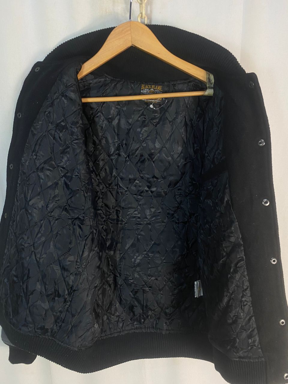 Japanese Brand Unisex🔥black flame embroidered logo varsity jacket Size US M / EU 48-50 / 2 - 8 Thumbnail
