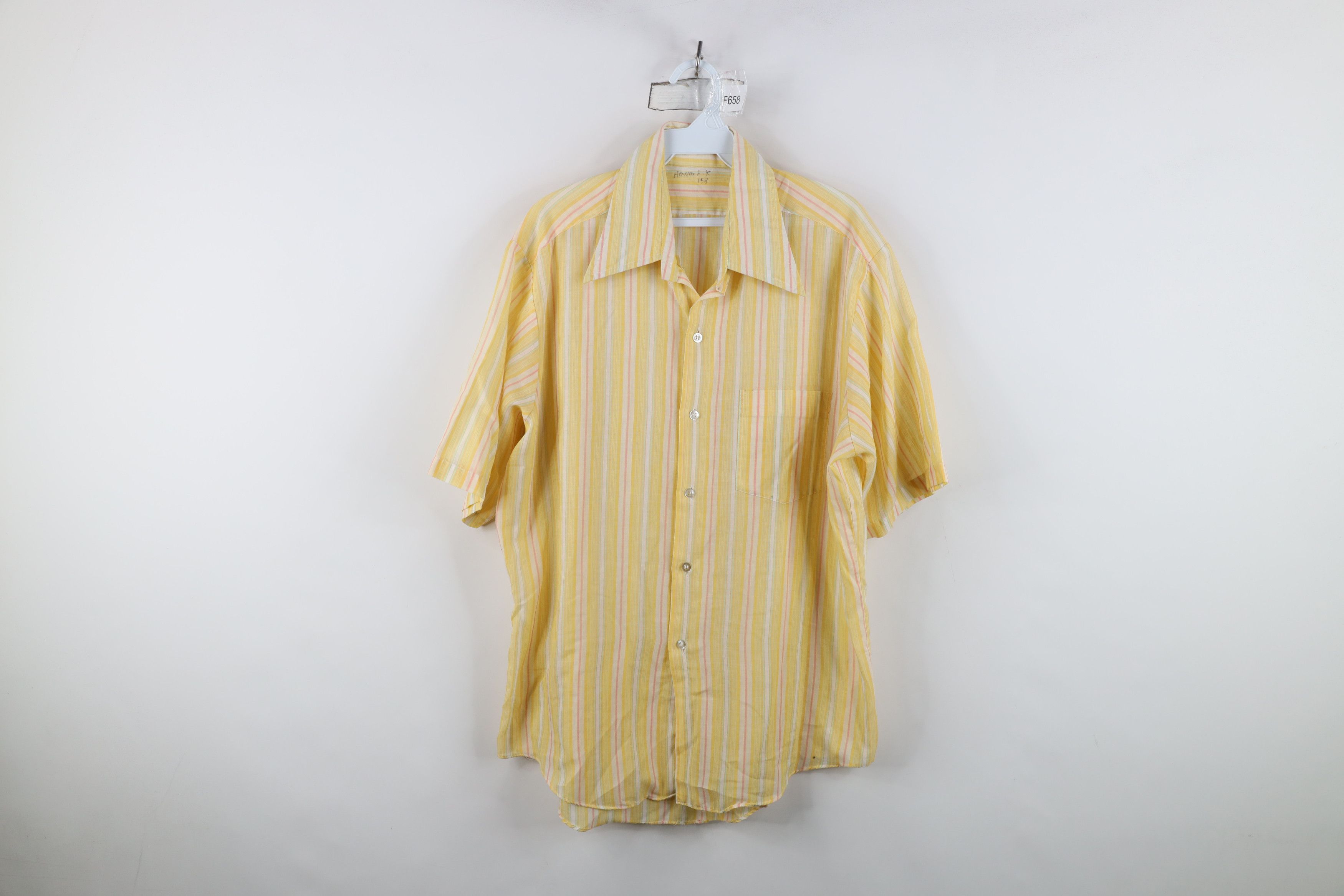 Vintage Vintage 70s Streetwear Sheer Rainbow Striped Button Shirt Size US XL / EU 56 / 4 - 1 Thumbnail