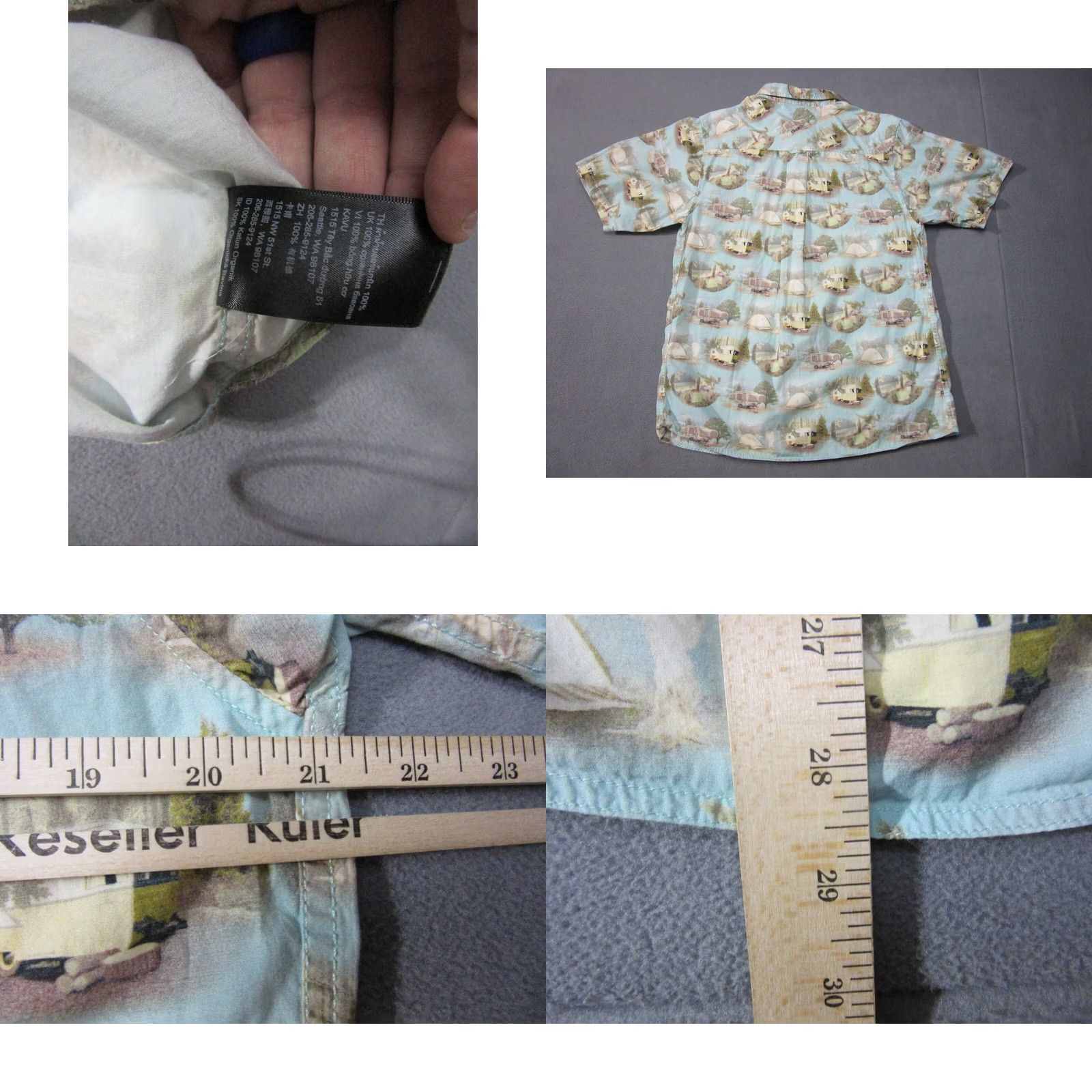 KAVU Kavu Shirt Mens Medium Blue Beige Outdoor Camping Trailers Tent Short Sleeve Size US M / EU 48-50 / 2 - 8 Thumbnail