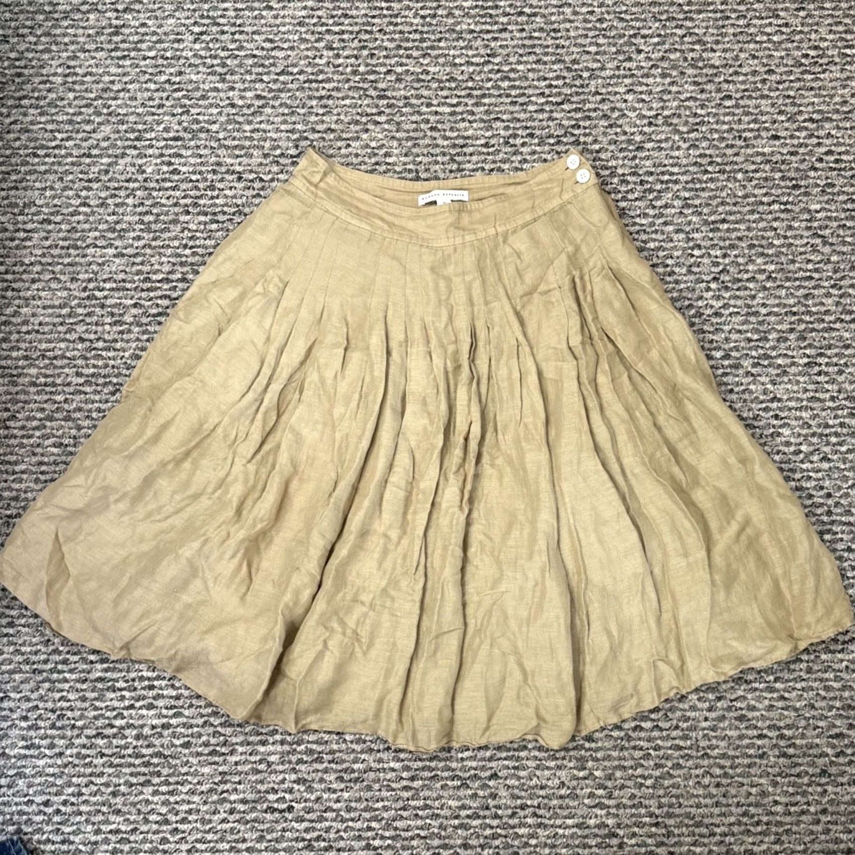 Banana Republic Banana Republic Skirt Womens 0 Gold A Line Pleated Silk Linen Boho Vintage N/A Size 25" / US 0 / IT 36 - 2 Thumbnail