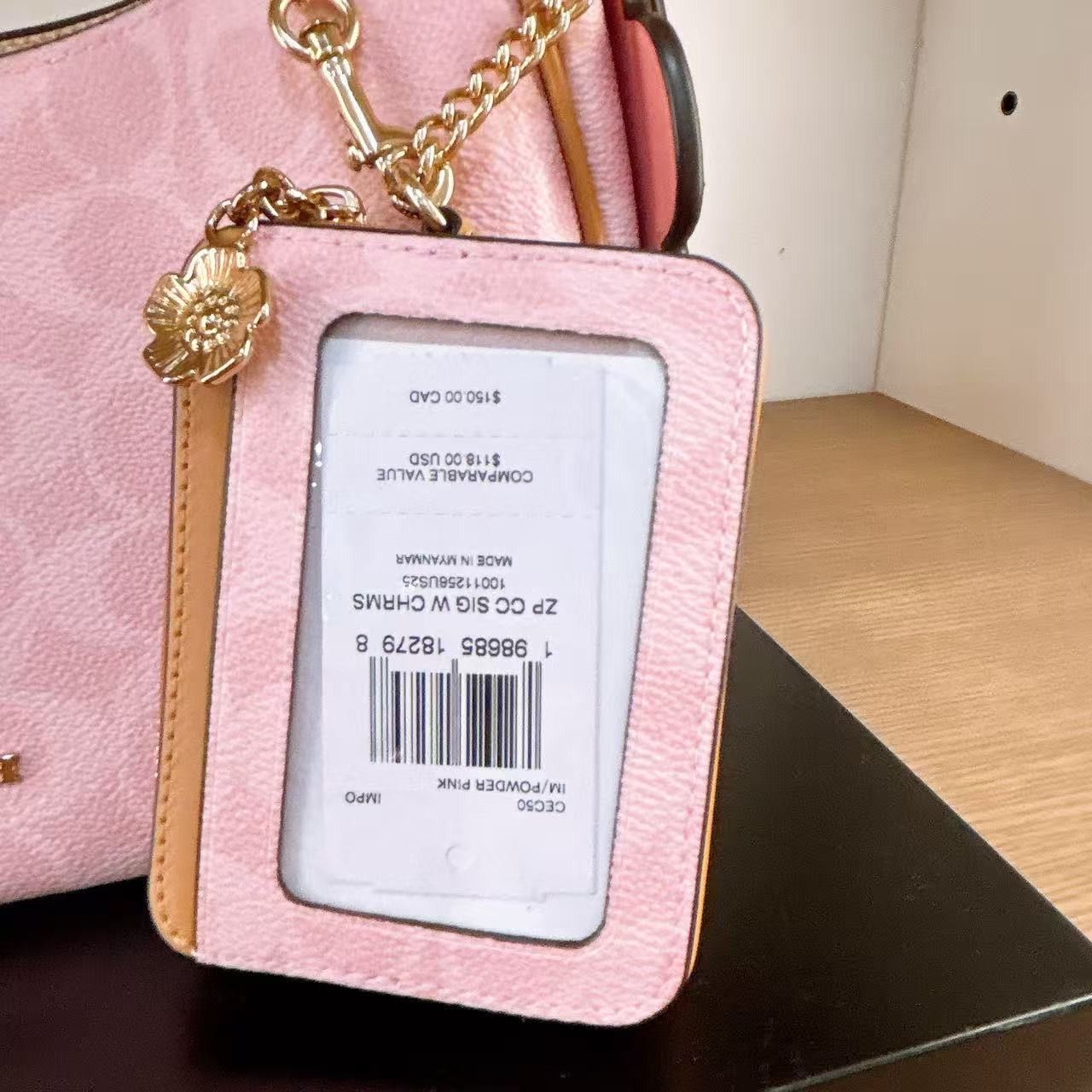 Coach Zip Card Case In Signature Canvas With Charm CEC50 Size ONE SIZE - 2 Thumbnail