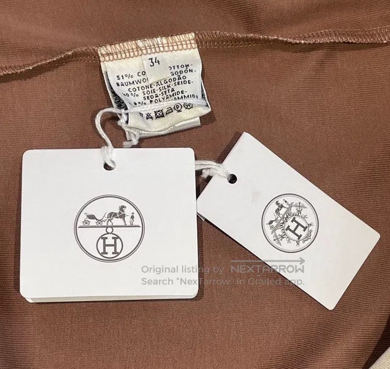 Hermes Hermes Beige short-sleeve T-shirt with velvet lettering pr Size XXS / US 00 / IT 34 - 6 Thumbnail