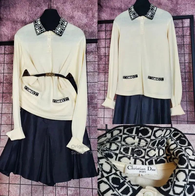 Dior Dior Beige Wool Long Sleeve Sweater . Size L / US 10 / IT 46 - 1 Thumbnail