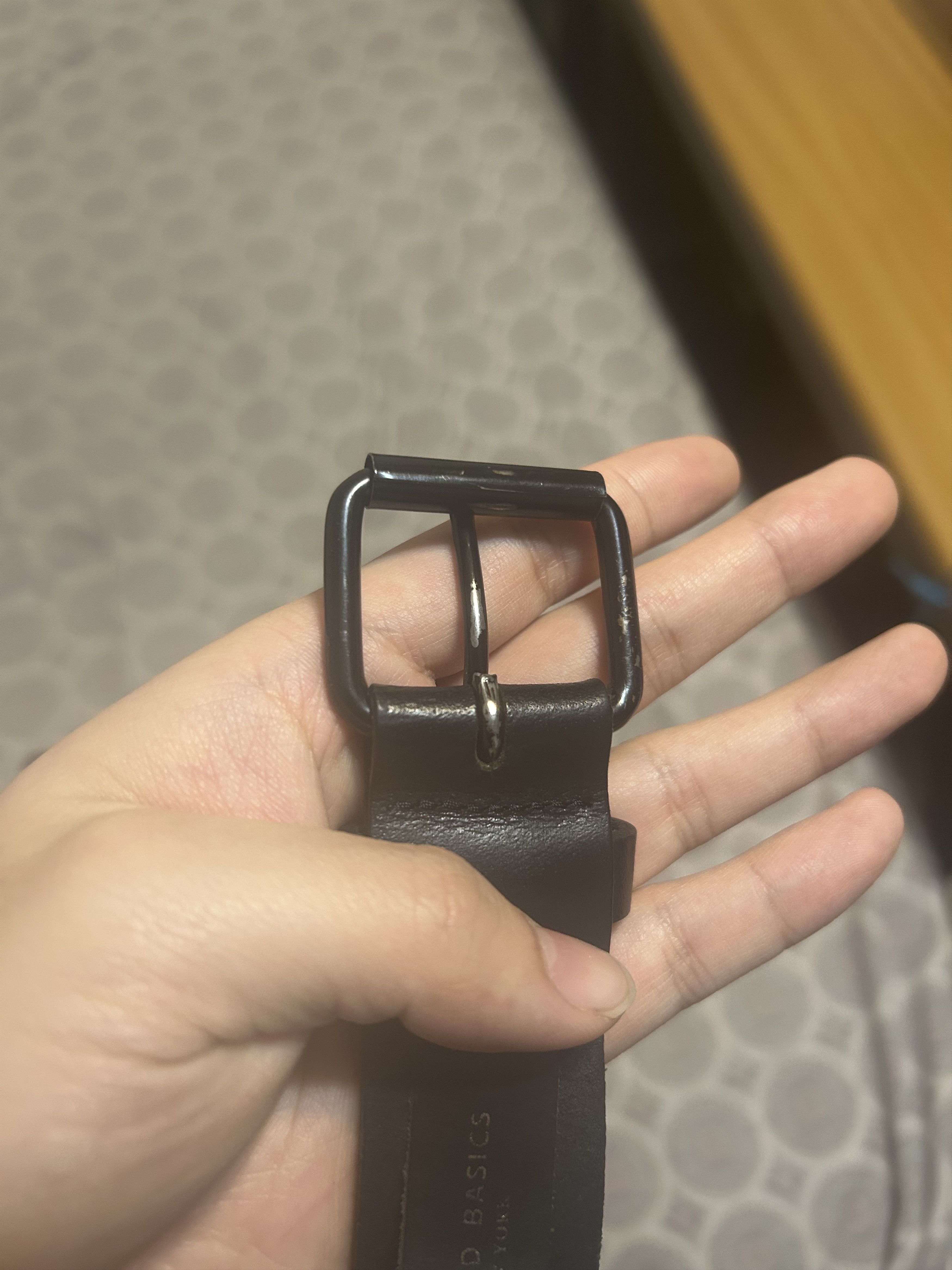 Other Black Leather on Black Buckle Belt Size 38 - 6 Thumbnail