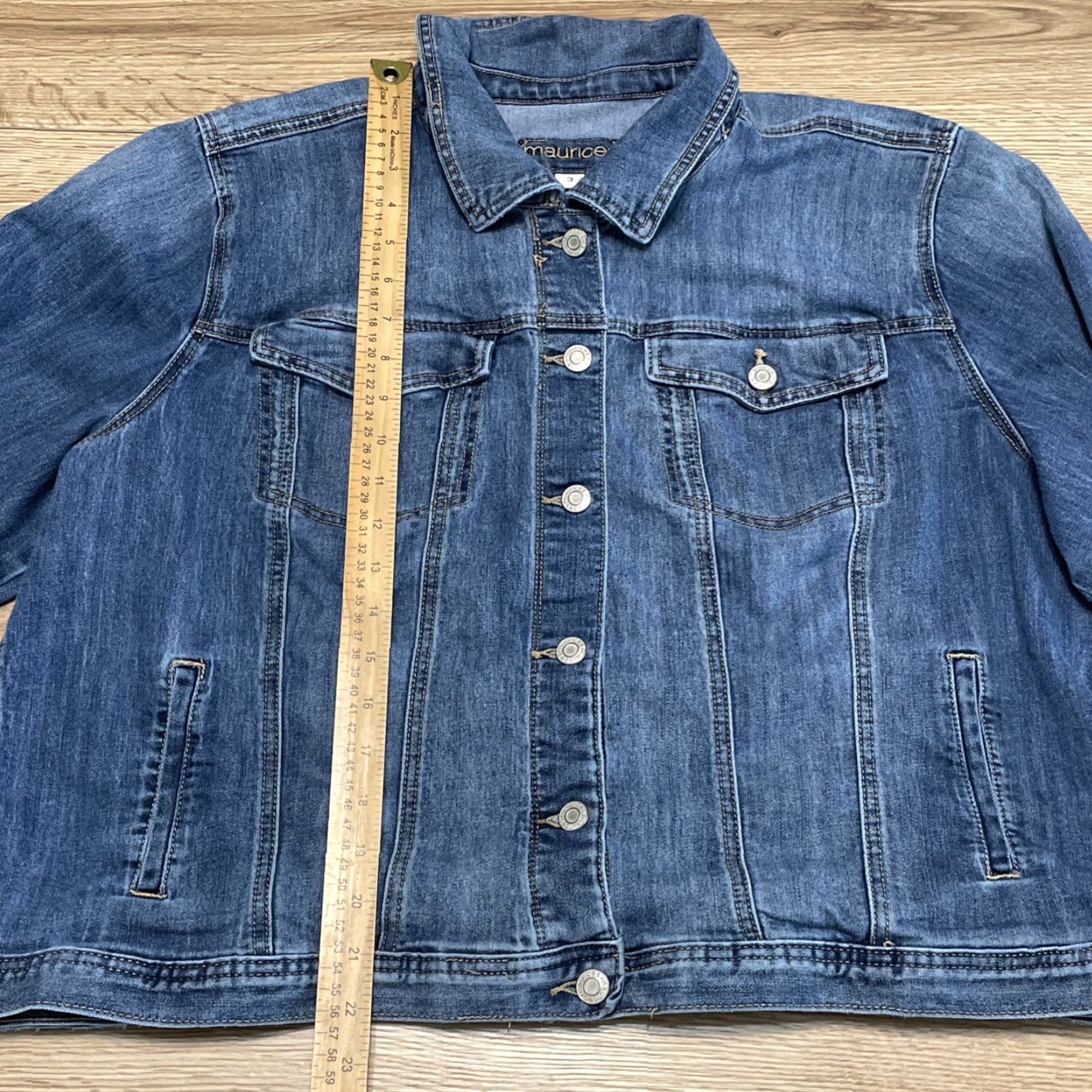 Vintage MAURICES Women's Denim Jacket Size 3 Blue Cotton Blend Regular Size XS / US 0-2 / IT 36-38 - 4 Thumbnail