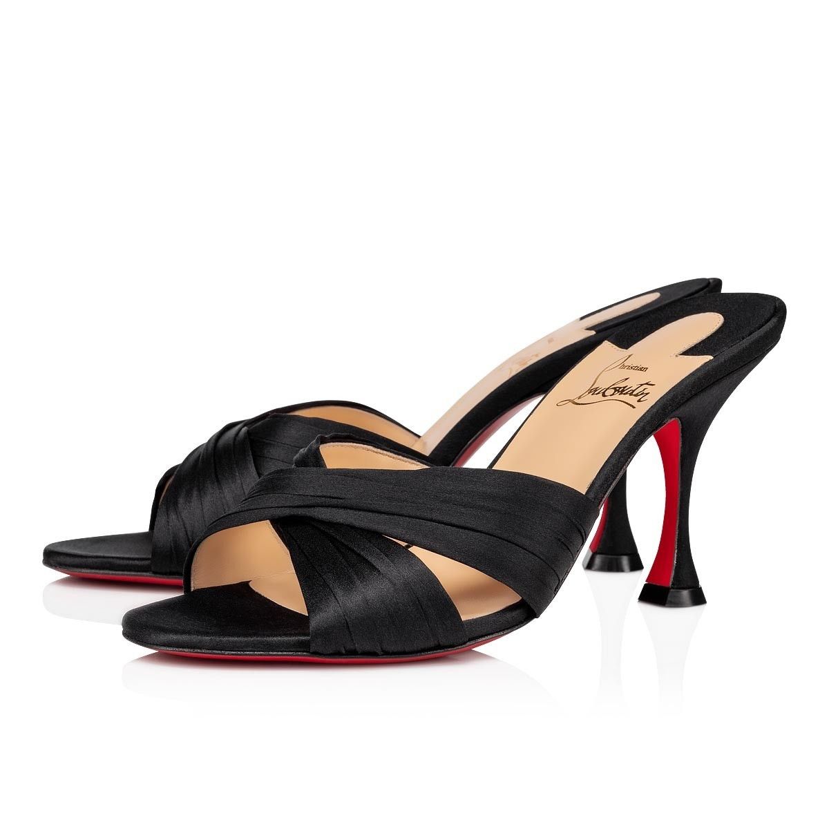 Christian Louboutin o1s1wg110125 Nicol Is Back Crepe Satin Sandals in Black Size US 9 / IT 39 - 1 Thumbnail