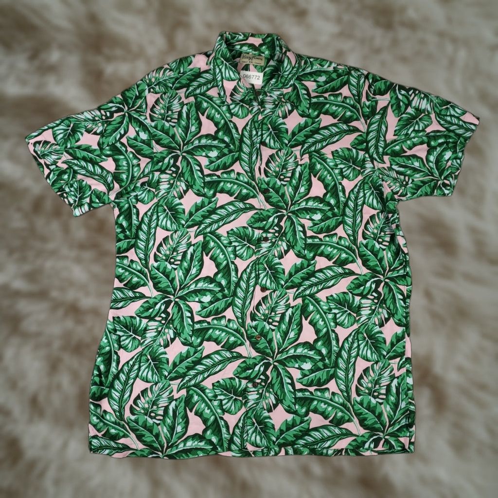 Pinko Kenny Flowers Shirt Mens 2XL Green Pink Hawaiian Rayon Tropical Short Sleeve Button-Up Casual, Party/Cocktail, Travel Mens Size US XXL / EU 58 / 5 - 1 Thumbnail