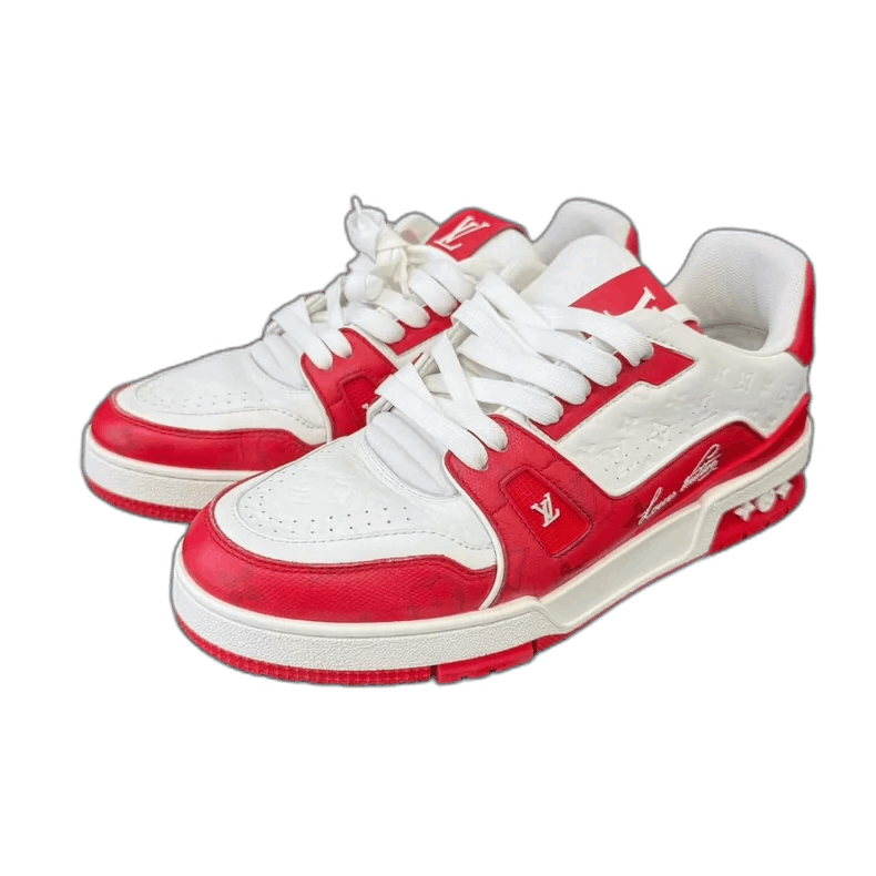 Louis Vuitton Louis Vuitton Red and White Low Top Sneakers-yf Size US 7 / EU 40 - 1 Thumbnail