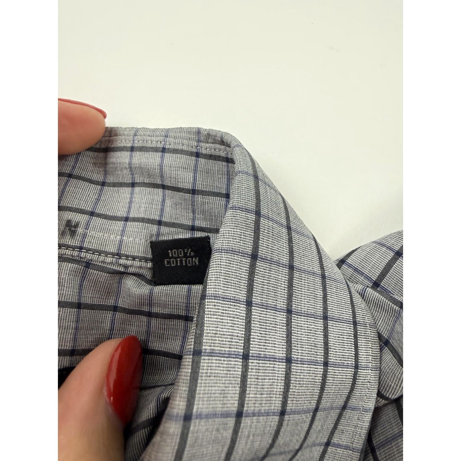 John Varvatos John Varvatos Shirt Mens 15.5 34/35 Gray Check Slim Fit Long Sleeve Dress Top Size US L / EU 52-54 / 3 - 7 Thumbnail