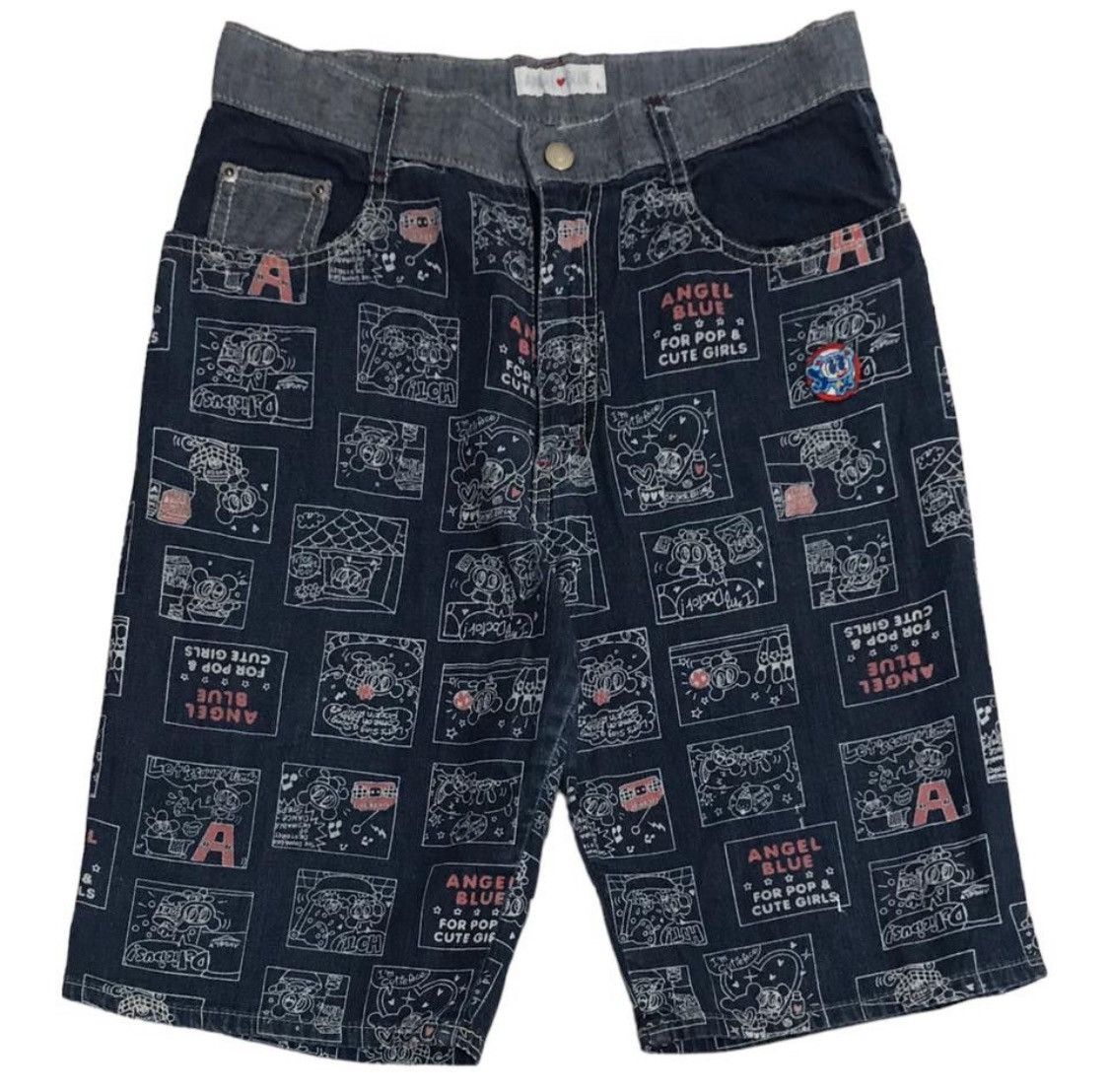 image of Angel Blue x Beauty Beast Vintage Angle Blue Full Printed Short Pants in Navy (Size 28)