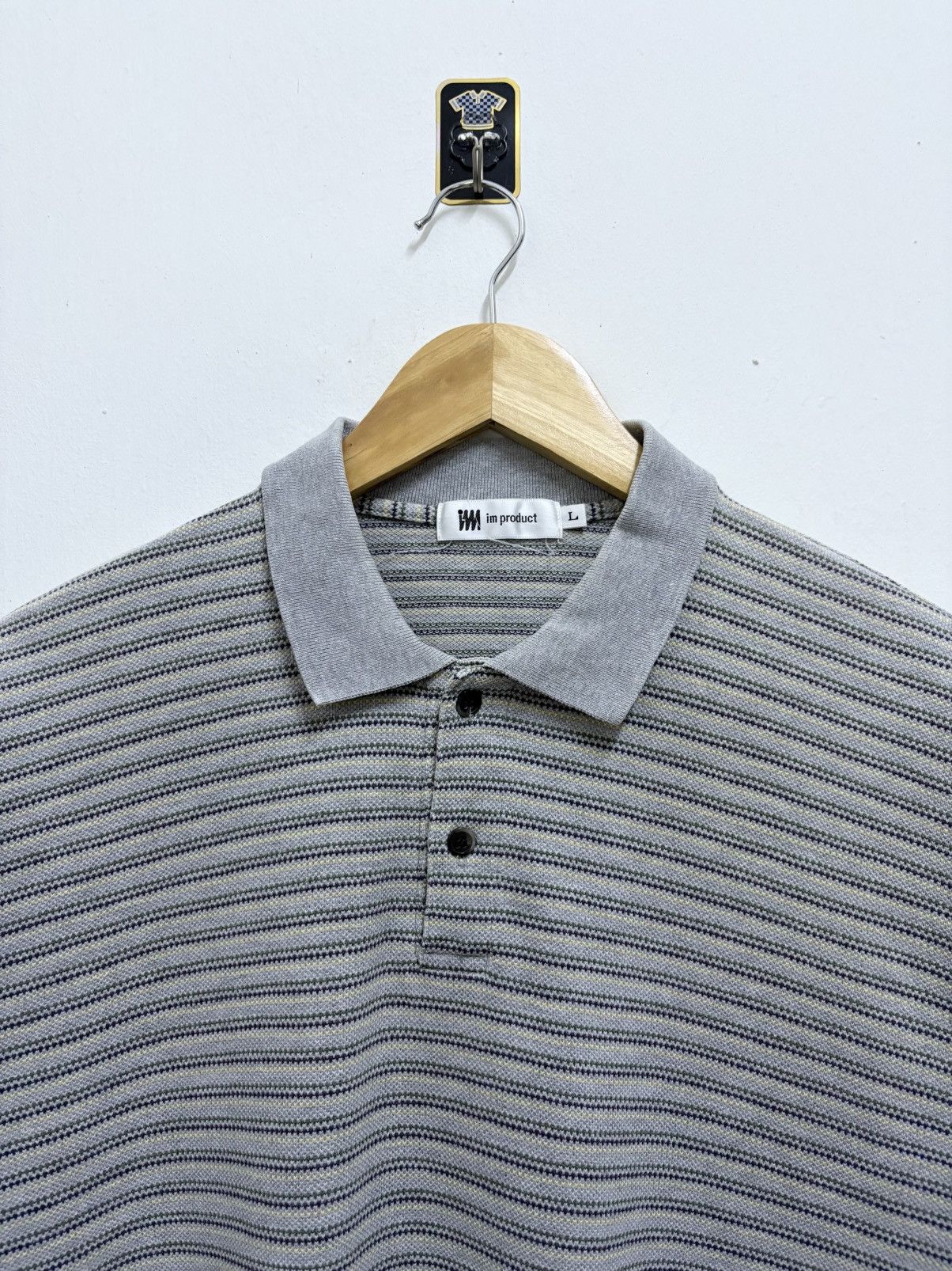 Issey Miyake 2000's iM Issey Miyake Stripe Pattern Grey Polo Shirt Size US L / EU 52-54 / 3 - 3 Thumbnail