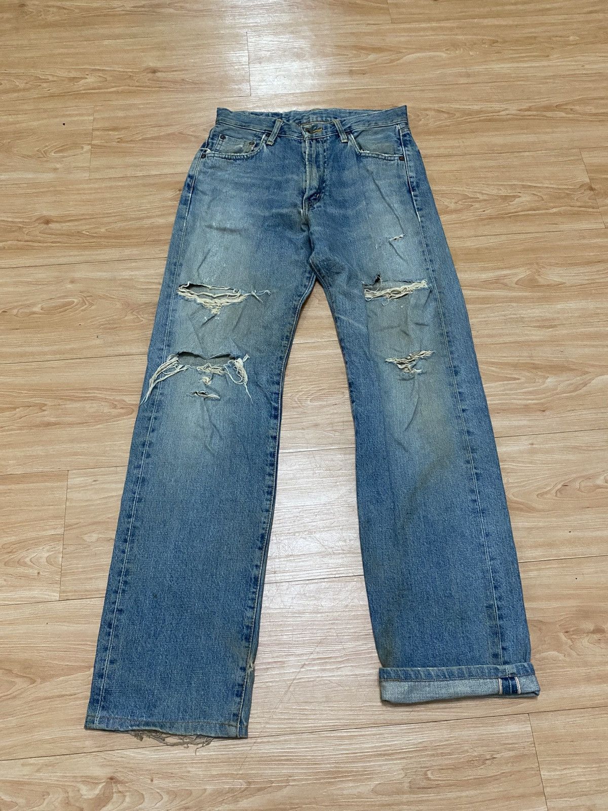 Edwin × Vintage Vintage edwin orange tab distressed denim selvedge Size US 29 - 1 Thumbnail