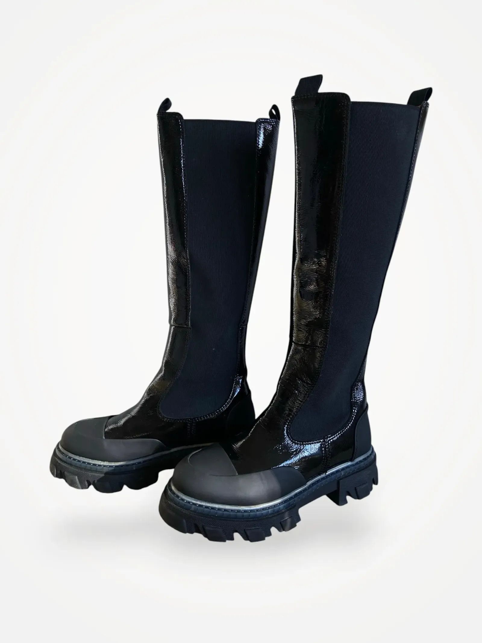 Ganni Ganni High Chelsea Boots in Black Naplack Boots Size US 10 / IT 40 - 1 Thumbnail