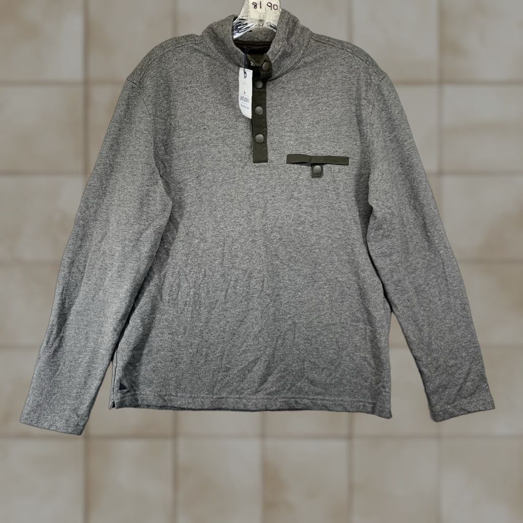 UNTUCKit UNTUCKit Parkson Snap Fleece Pullover Mens Gray Green Size M Sweater Casual Travel Lightweight Mock Neck Solid Cotton Polyester Regular Knit - Mens Size US M / EU 48-50 / 2 - 1 Thumbnail