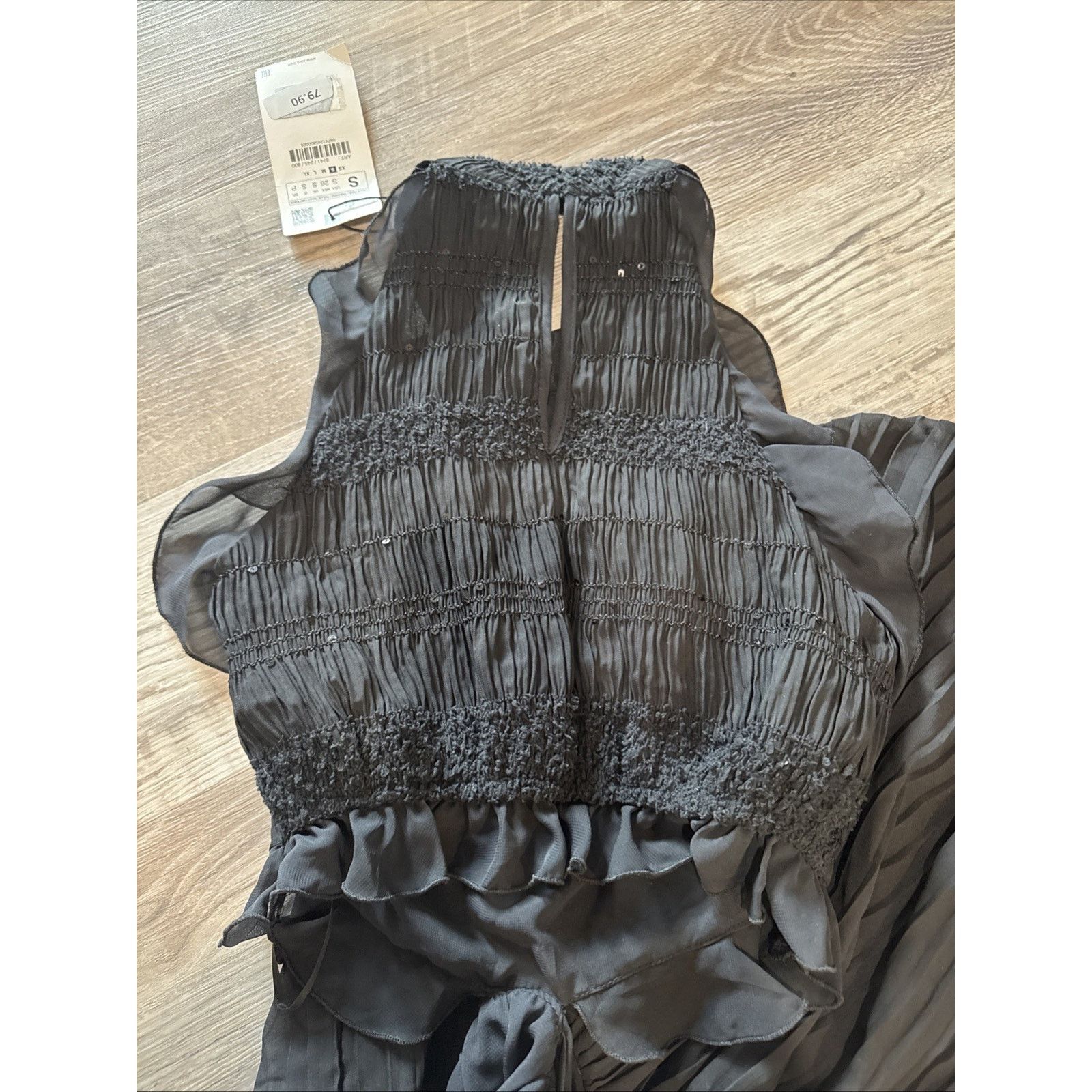 Zara Zara Black Ruffled Pleated Midi Dress Size S Brand New Size S / US 4 / IT 40 - 8 Thumbnail