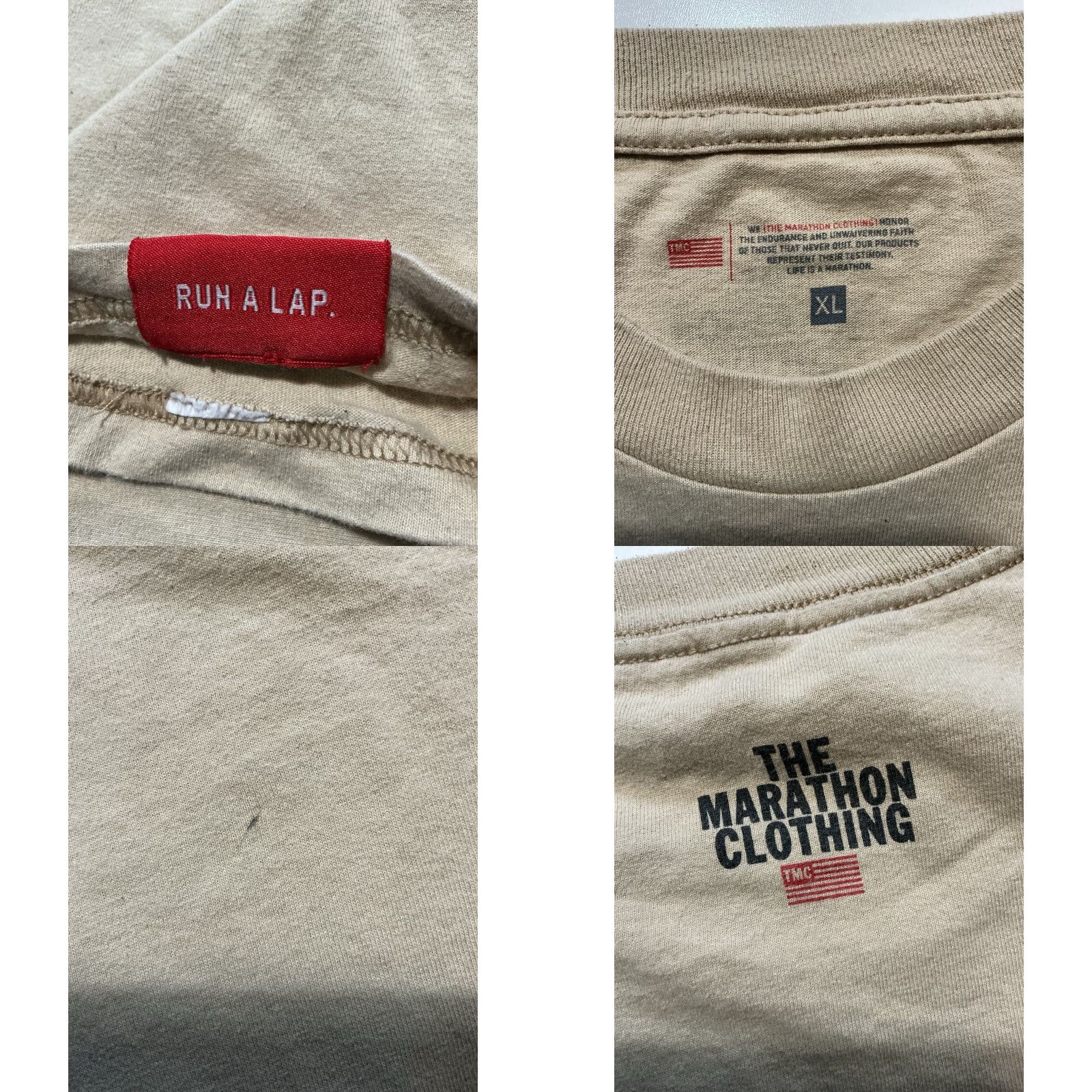 Vintage VINTAGE The Marathon Clothing TMC Nipsey Hussle Flag Graphic Beige Crewneck T-Shirt XL Men Size US XL / EU 56 / 4 - 8 Thumbnail
