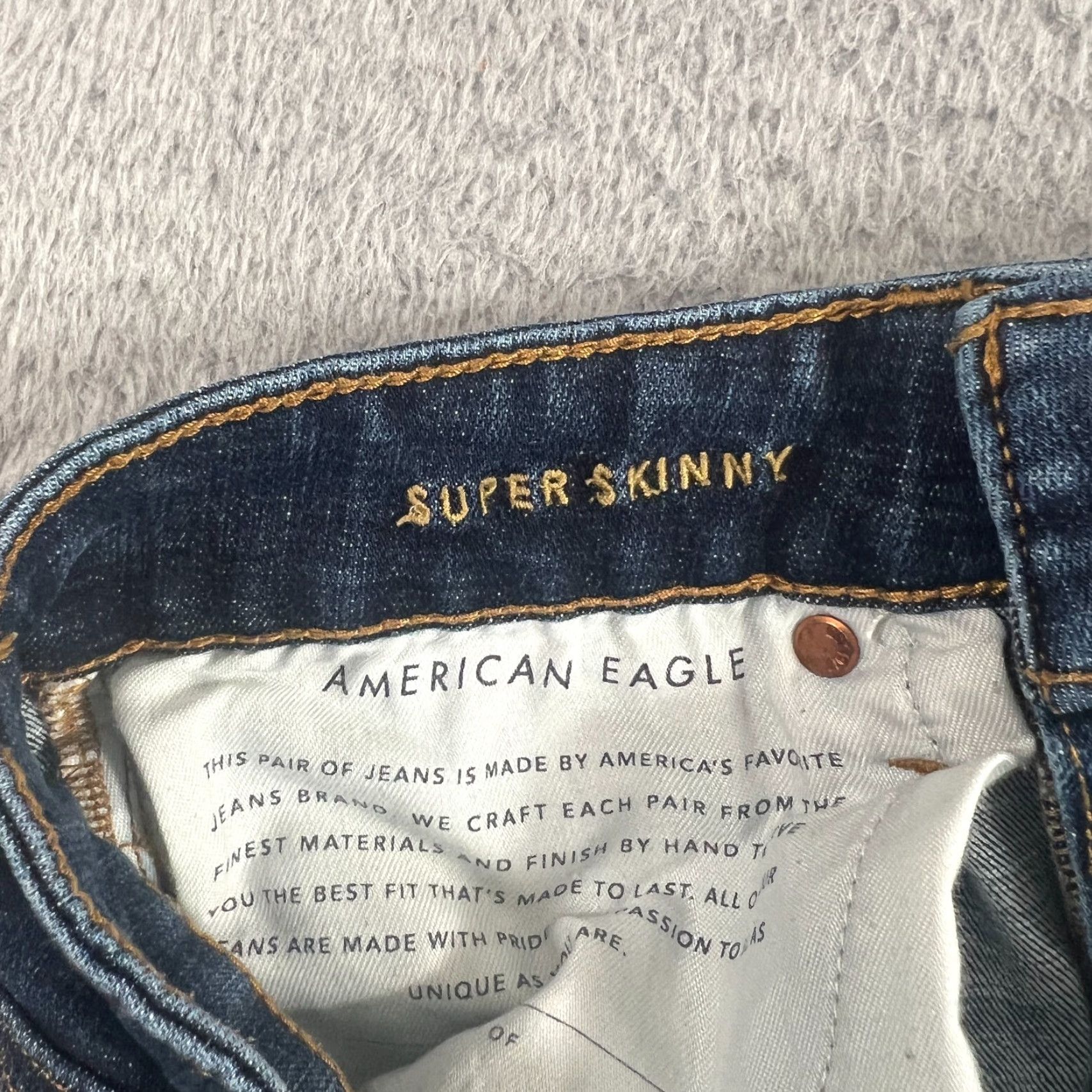 American Eagle Outfitters VINTAGE American Eagle Outfitters Mens Jeans Skinny 29x32 Dark Blue Stretch Distressed Whiskered Modern Size US 29 - 7 Thumbnail