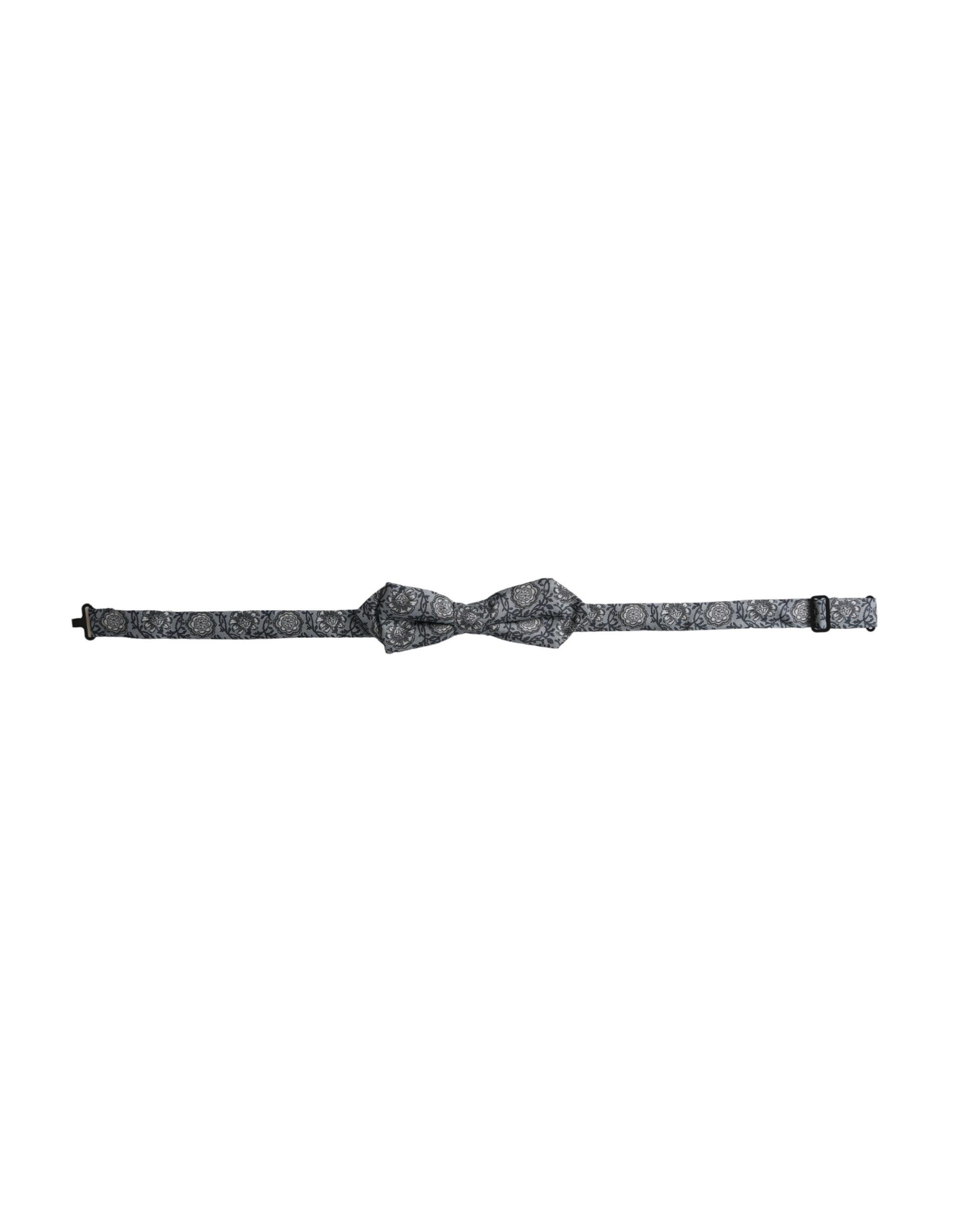 Dolce & Gabbana Gray Silk Patterned Adjustable Neck Men Bow Men's Tie Size ONE SIZE - 1 Thumbnail