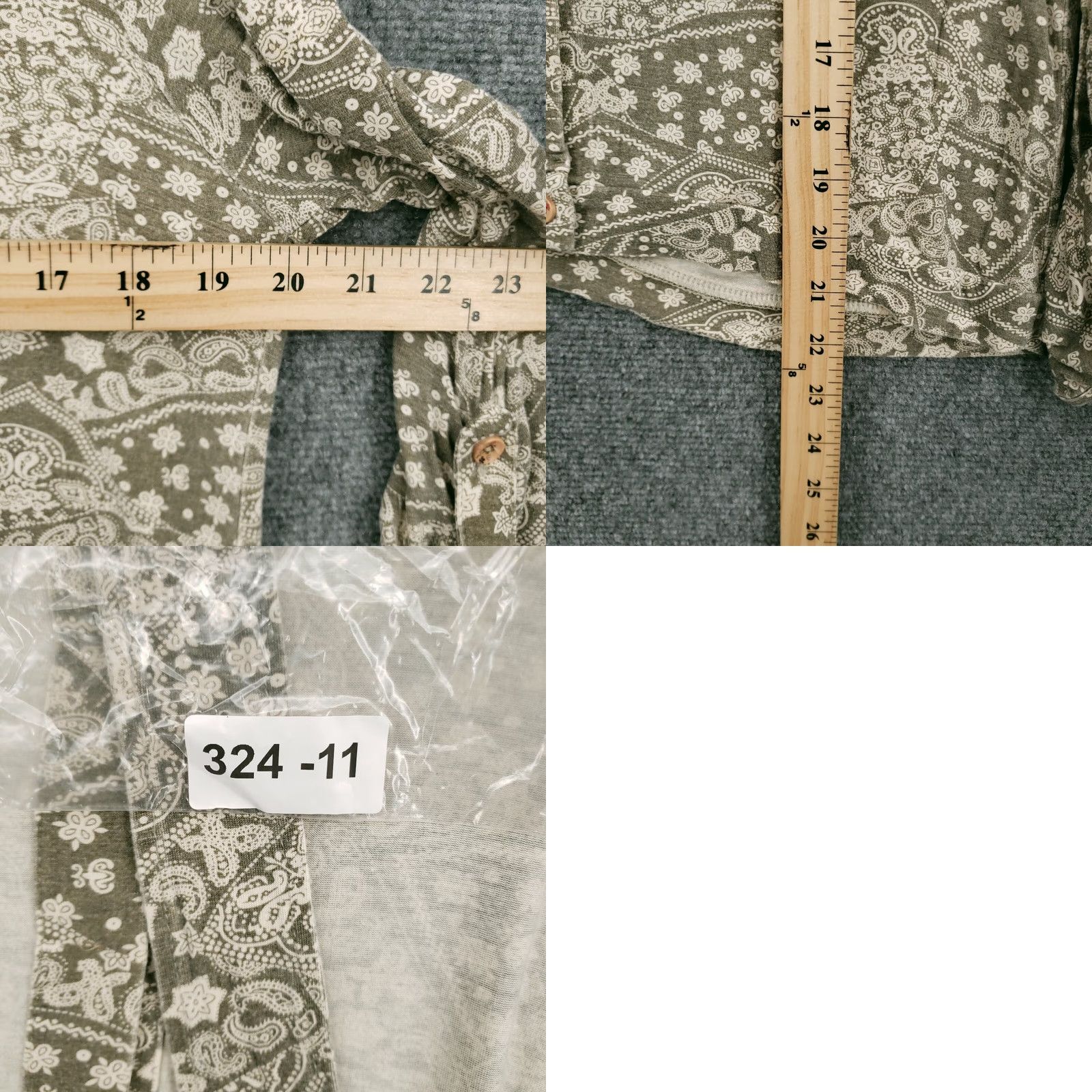 BKE BKE Button-Up Shirt Womens M Green Paisley Sequins Open Back Long Sleeves Size M / US 6-8 / IT 42-44 - 8 Thumbnail