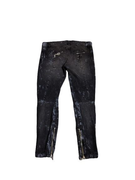 Balmain Balmain Paris Biker Distressed Black Faded Sequins Jeans Size 33" - 2 Thumbnail