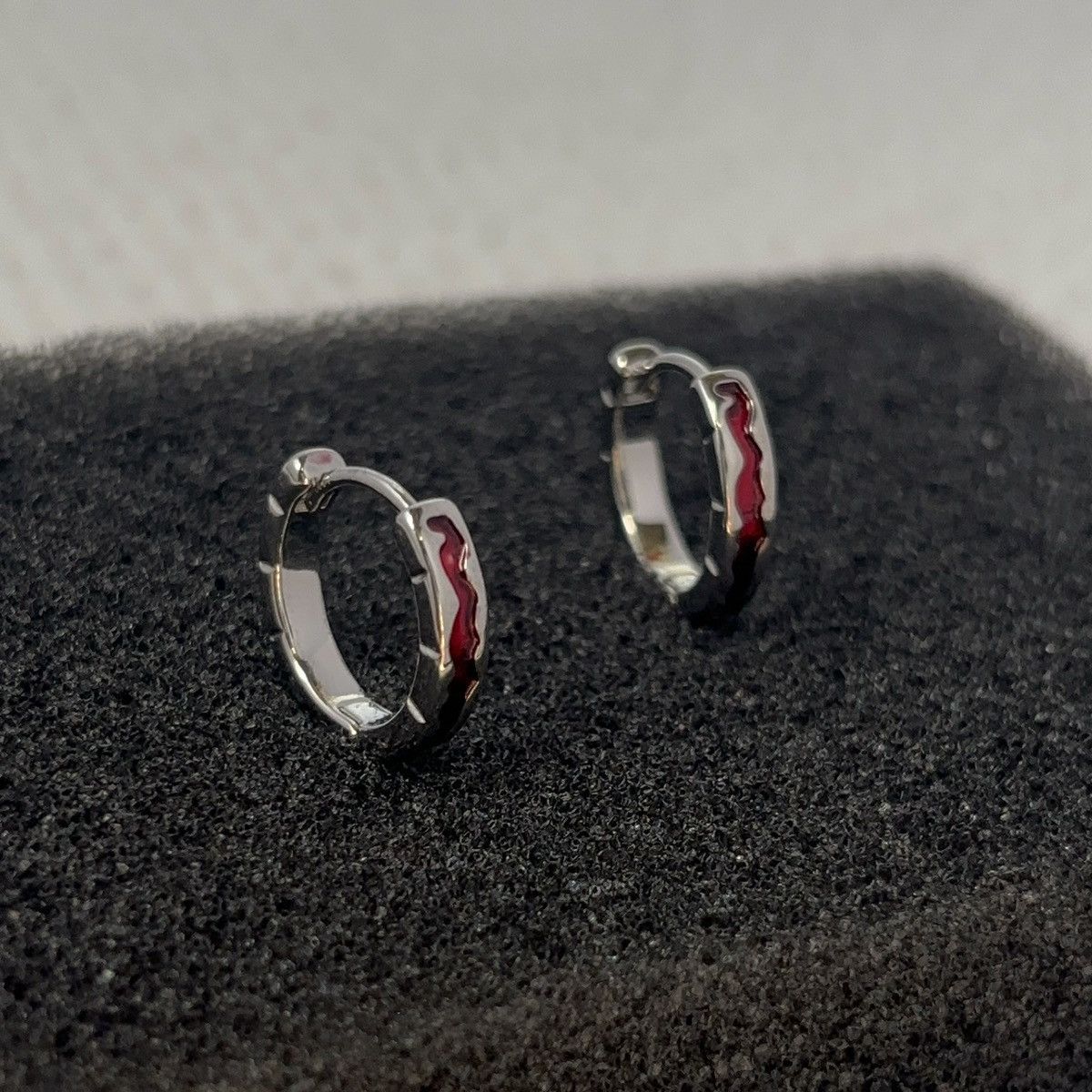 Other Red Stripes Small Hoop Earrings for Men Women Unisex Earring Size ONE SIZE - 1 Thumbnail