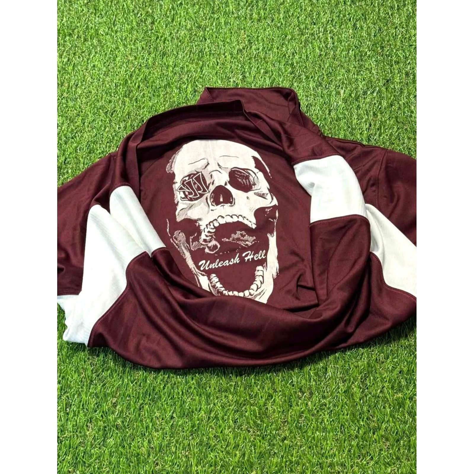 Adidas Adidas Shirt Men's S Warrior Skull Unleashed Hell Jersey Football Short Sleeve brown blue 2010s Size US S / EU 44-46 / 1 - 5 Thumbnail