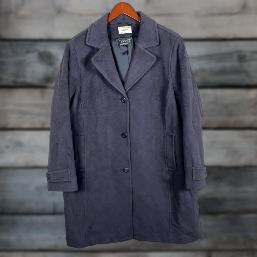 Vintage VINTAGE L.L. Bean Bellandi Wool Coat Women's 1X Dark Blue 3M Thinsulate Lining Italy Jacket/Coat Size XL / US 12-14 / IT 48-50 - 1 Thumbnail