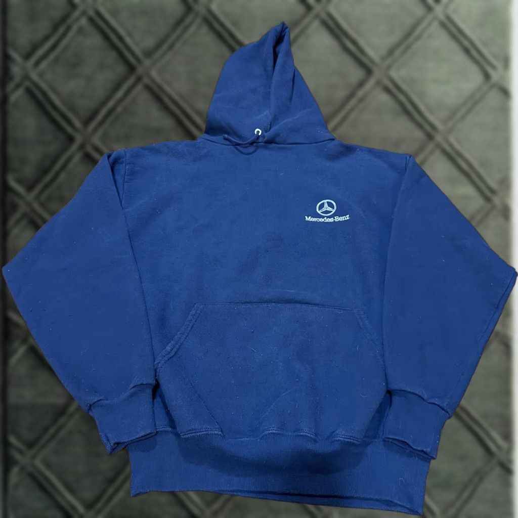 Mercedes-Benz VINTAGE Mercedes Benz Hoodie Pullover Regular Medium Blue Official Sweatshirt Mens Size US L / EU 52-54 / 3 - 1 Thumbnail