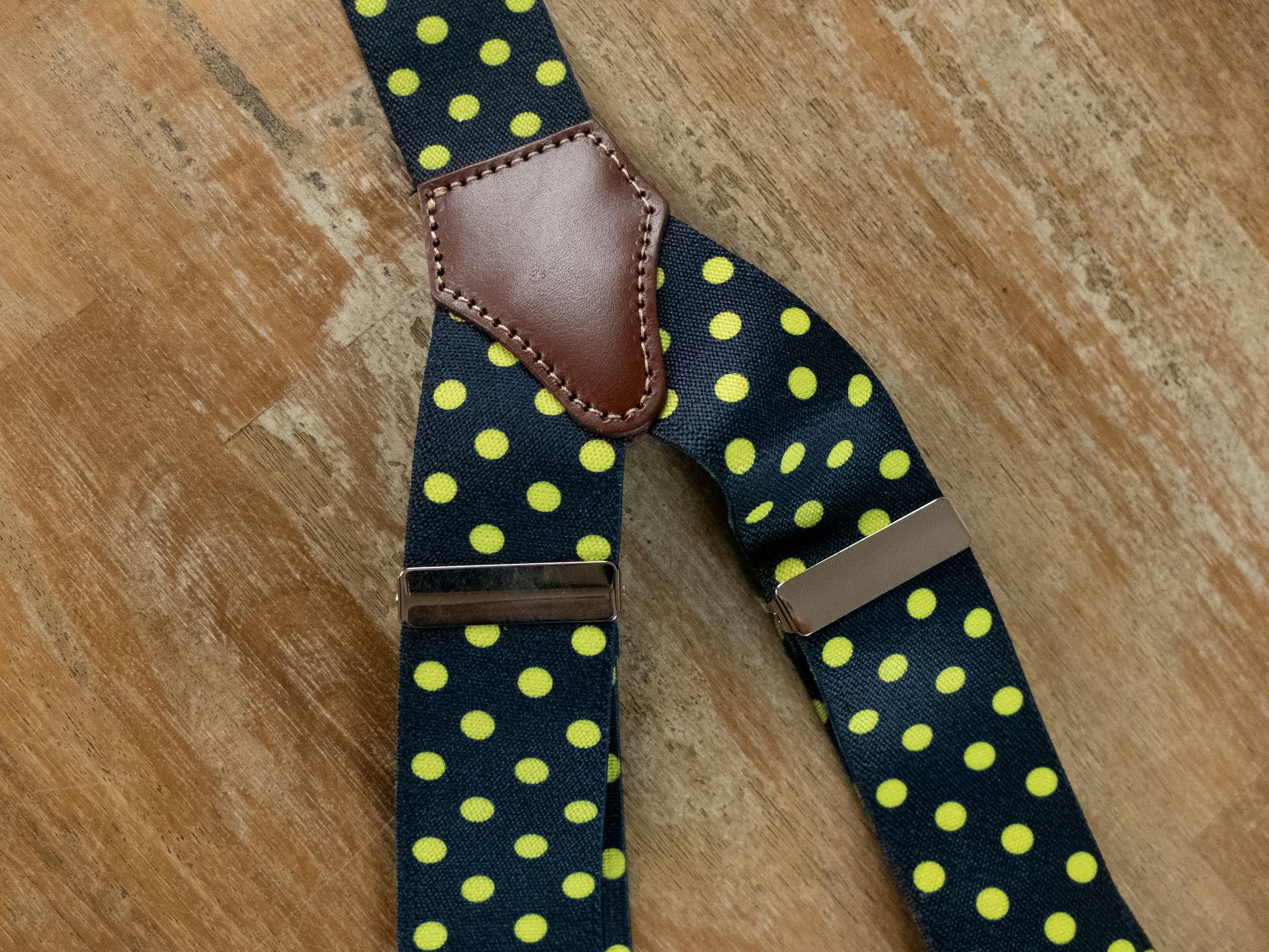 Other GALLO navy blue polka dots elastic & leather suspenders Size ONE SIZE - 4 Thumbnail