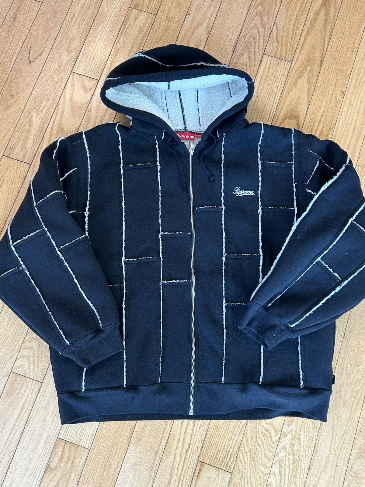 Supreme faux shearling zip up hooded XL