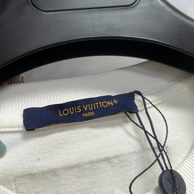 Louis Vuitton White Rainbow Letter Print Round Neck Short