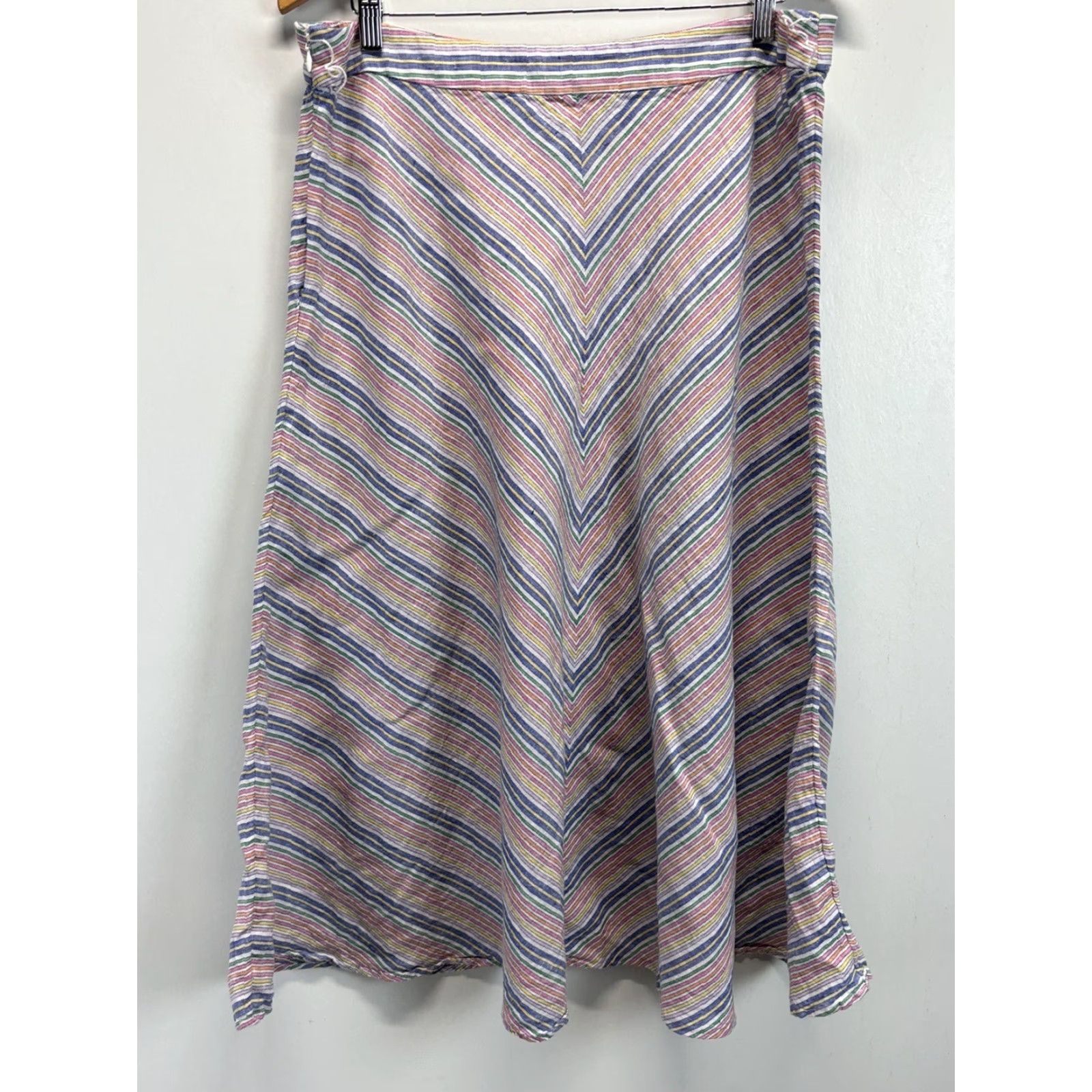 Talbots Talbots Striped Linen Blend Midi Skirt 16 Aline VGUC Size 38" / US 16 / IT 52 - 3 Thumbnail