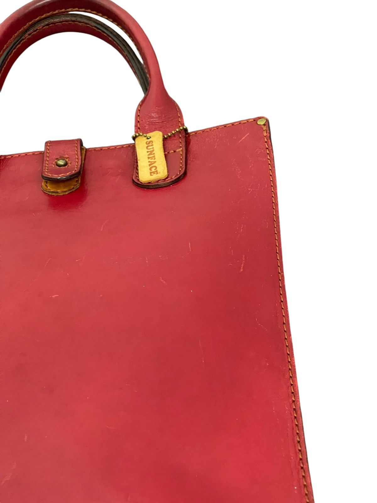 Leather Full Leather Thick Sunface Tote Bag 1🟩0 Size ONE SIZE - 6 Thumbnail