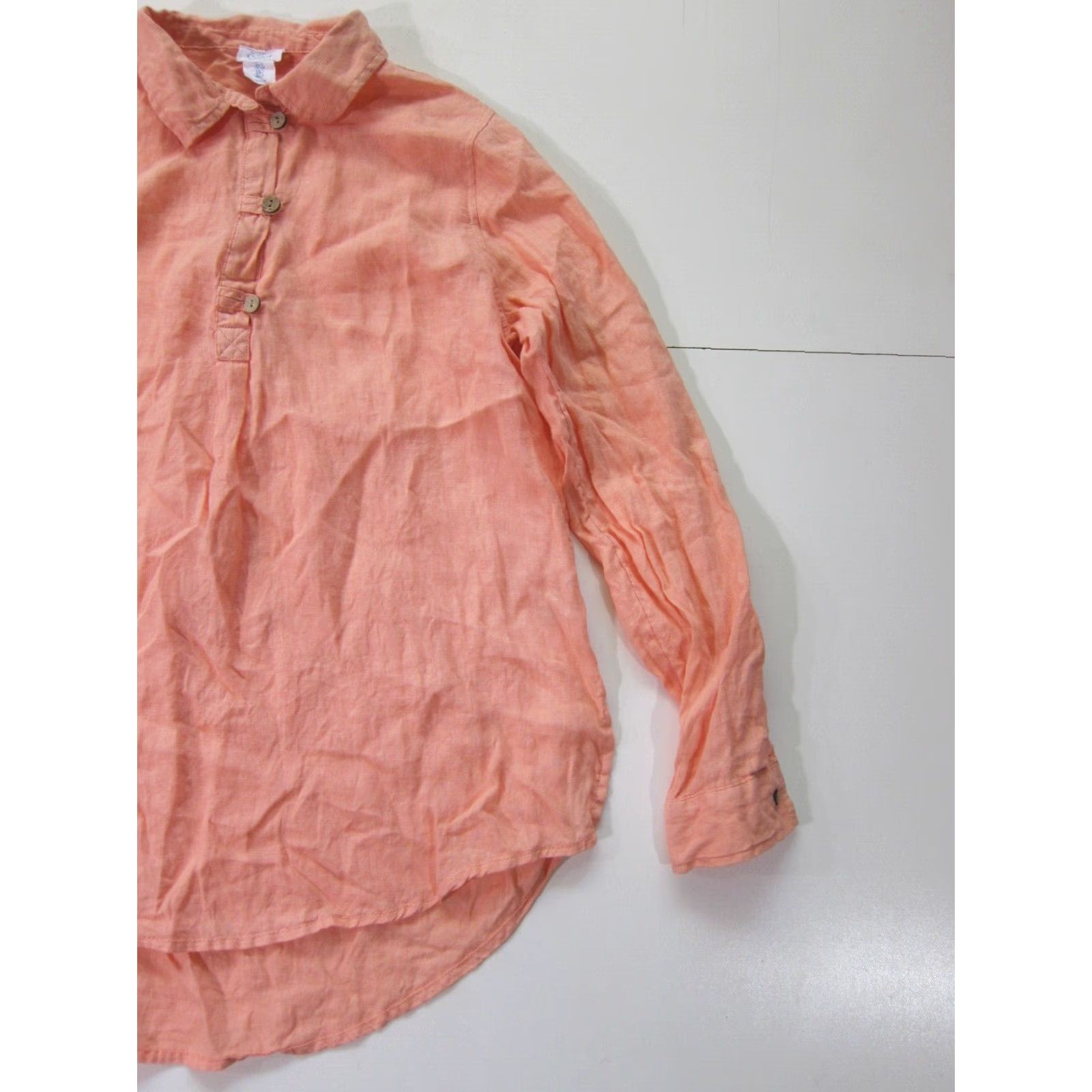 Vintage Sigrid Olsen 100% Linen Orange Peach Collared Button Long Sleeve Tunic Blouse S Size S / US 4 / IT 40 - 7 Thumbnail