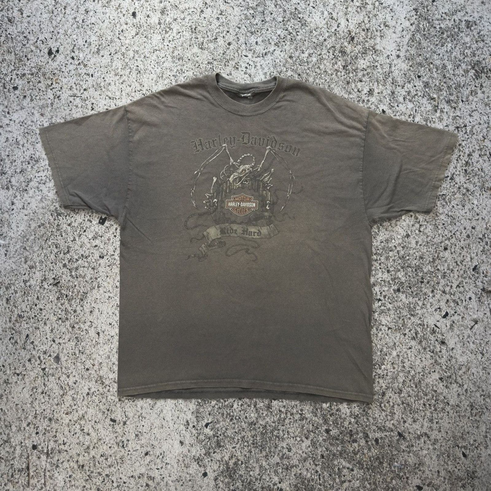 Harley Davidson Faded Thrashed Distressed Dragon Tee ERD Chrome Grunge Size US XL / EU 56 / 4 - 1 Thumbnail
