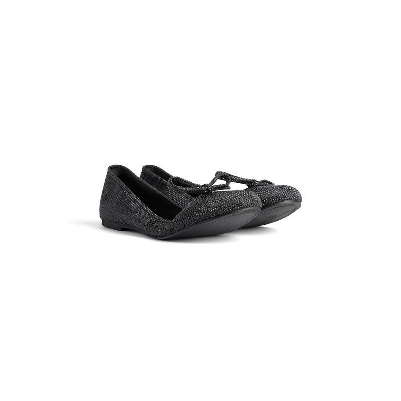 Balenciaga o1w1db10526 Leopold Ballerina With Rhinestones in Black Size US 9 / IT 39 - 2 Thumbnail