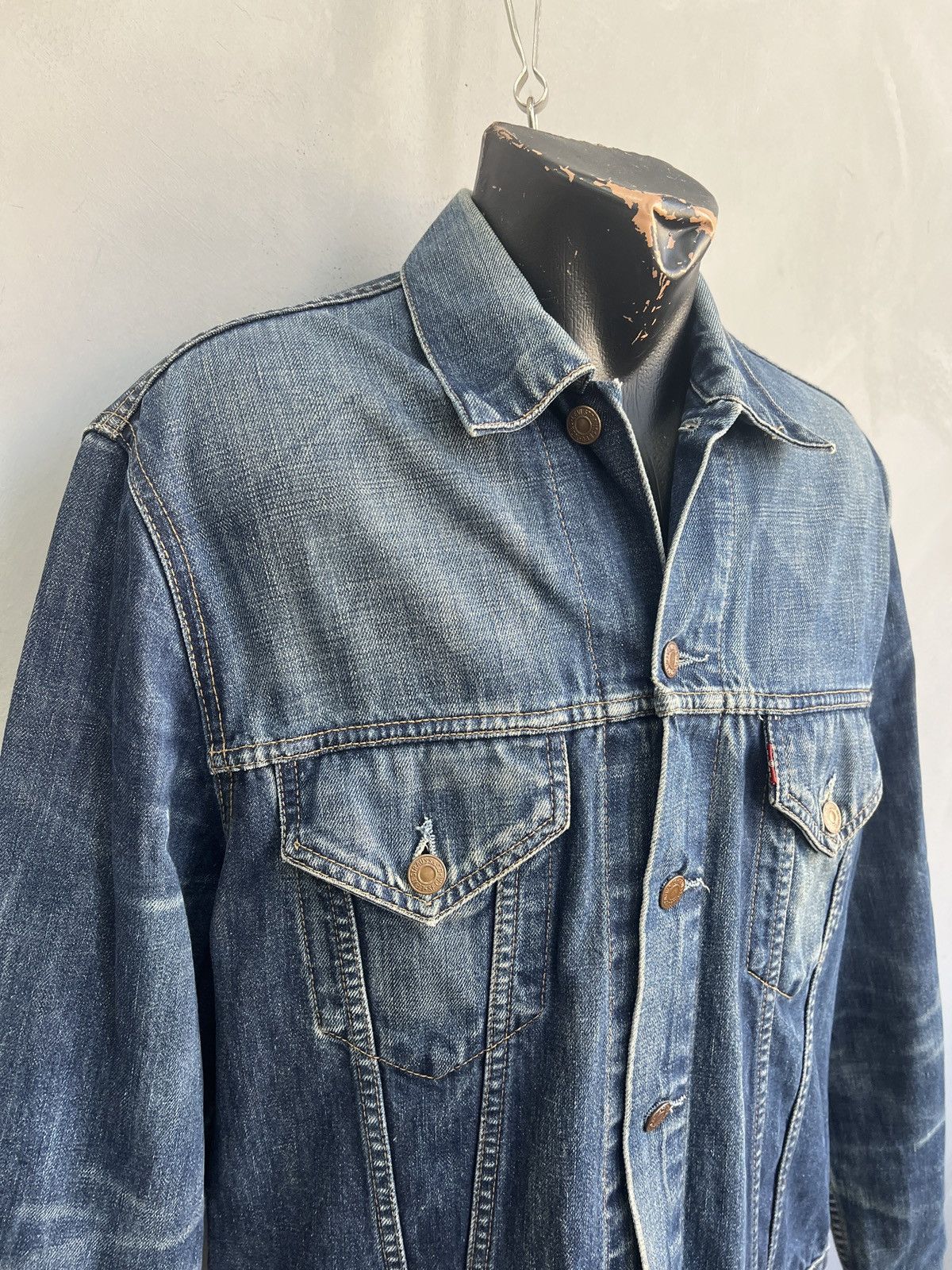 Levi's Levis Denim 90s trucker Jacket Blue Vintage y2k Size US XL / EU 56 / 4 - 4 Thumbnail